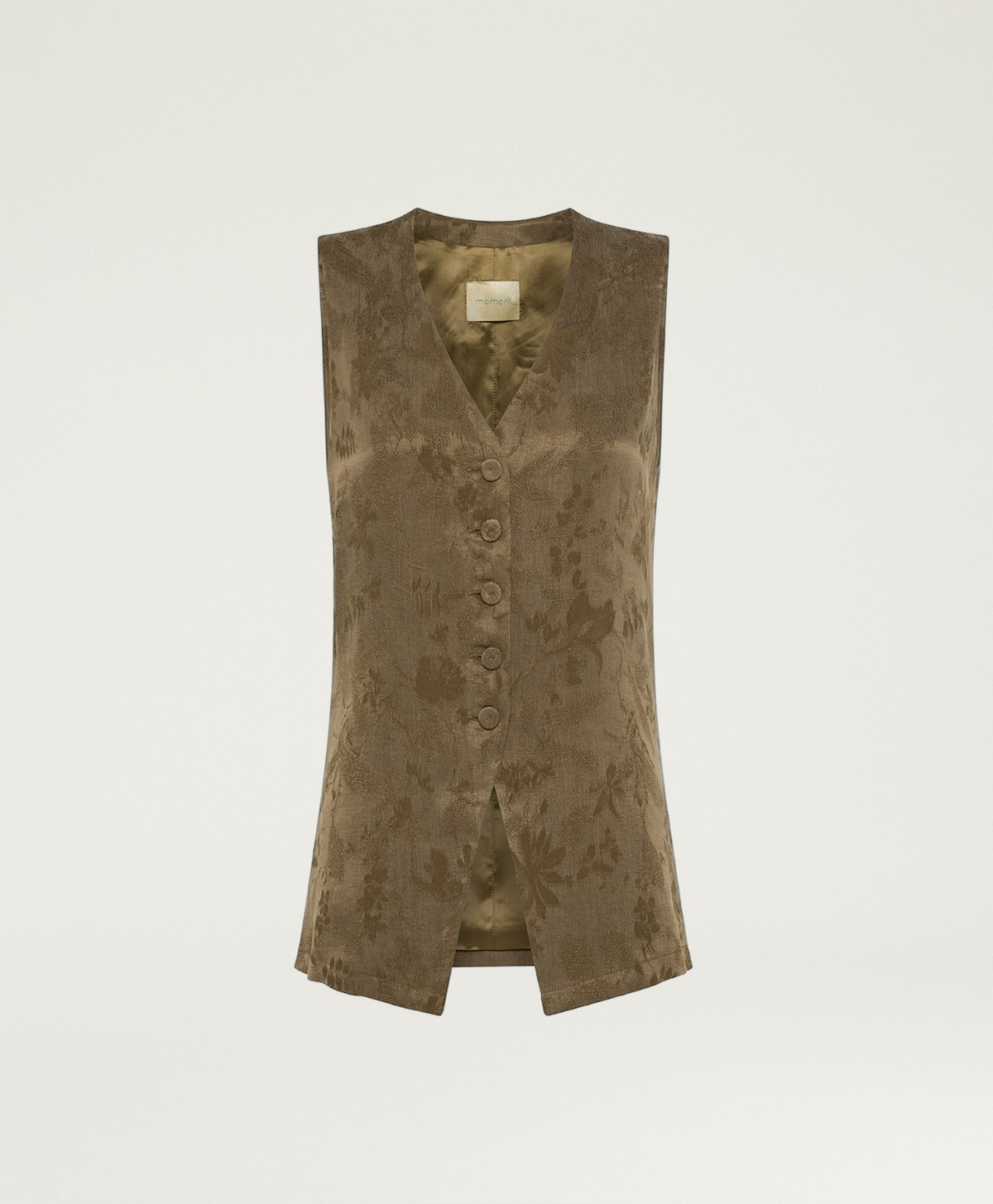 COURTFIELD GILET IN JACQUARD CUPRO - MILITARY GREEN - Momonì