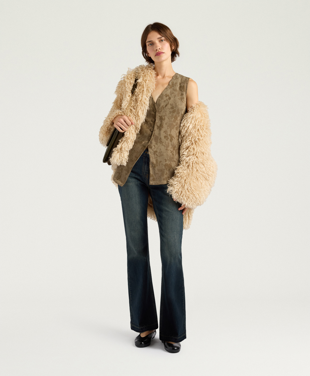 COURTFIELD GILET IN JACQUARD CUPRO - MILITARY GREEN - Momonì