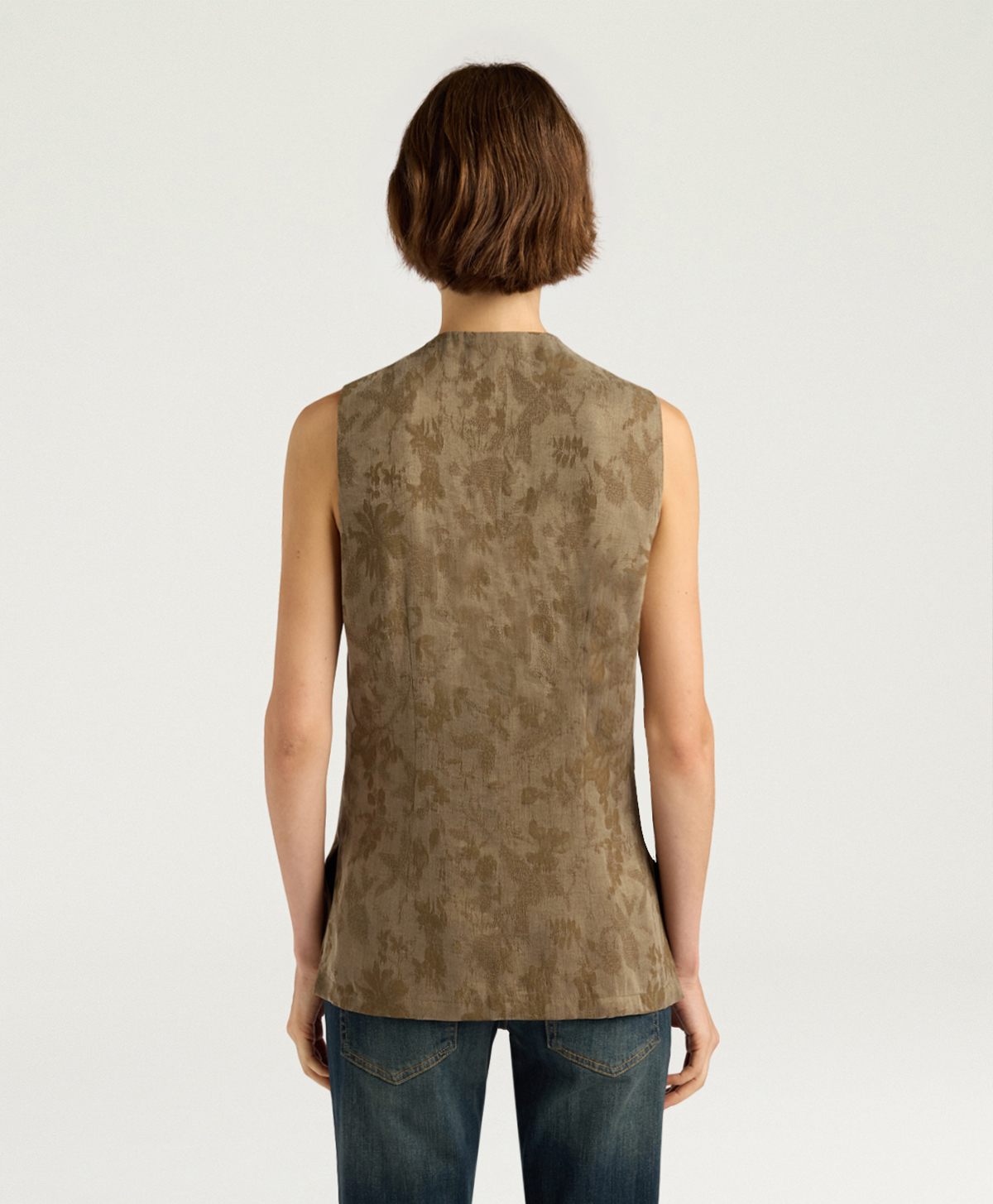 COURTFIELD GILET IN JACQUARD CUPRO - MILITARY GREEN - Momonì