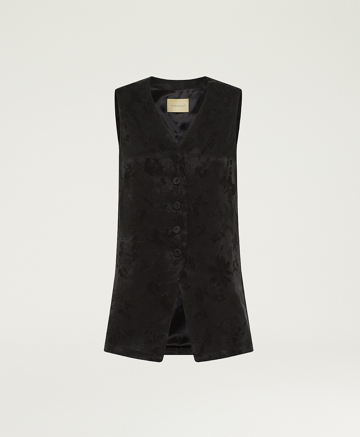 COURTFIELD GILET IN JACQUARD CUPRO - BLACK - Momonì
