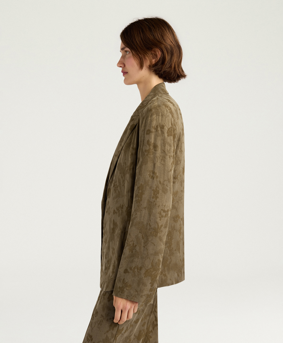 MAYFAIR JACKET IN JACQUARD CUPRO - MILITARY GREEN - Momonì