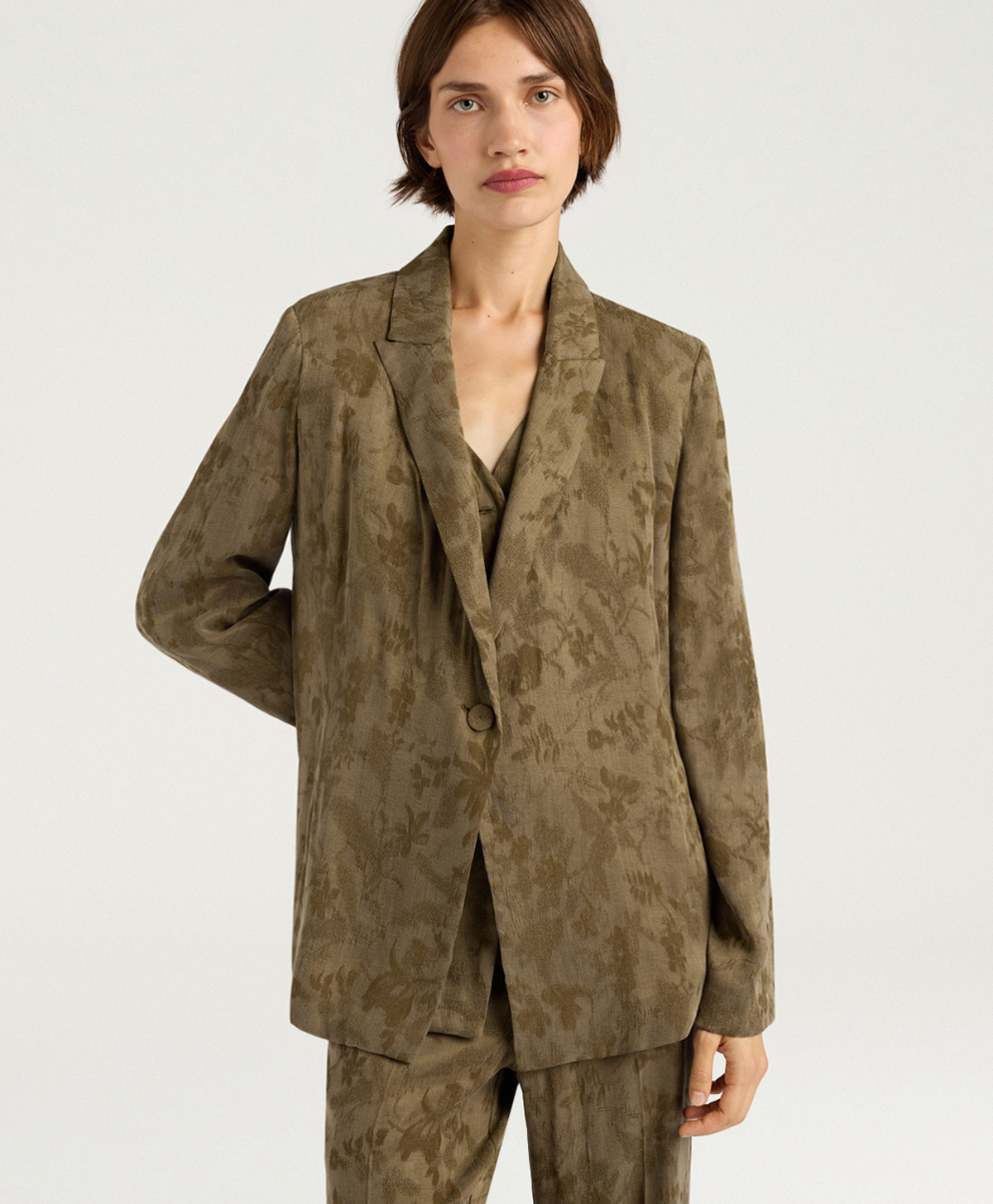 MAYFAIR JACKET IN JACQUARD CUPRO - MILITARY GREEN - Clothing - Momonì