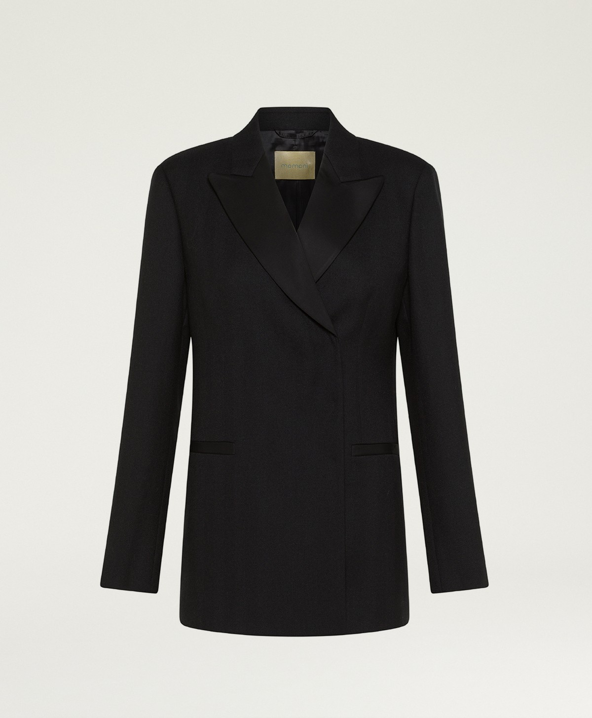 CHAQUETA LOVELACE EN CHEVRON DE LANA LISO - NEGRO - Momonì