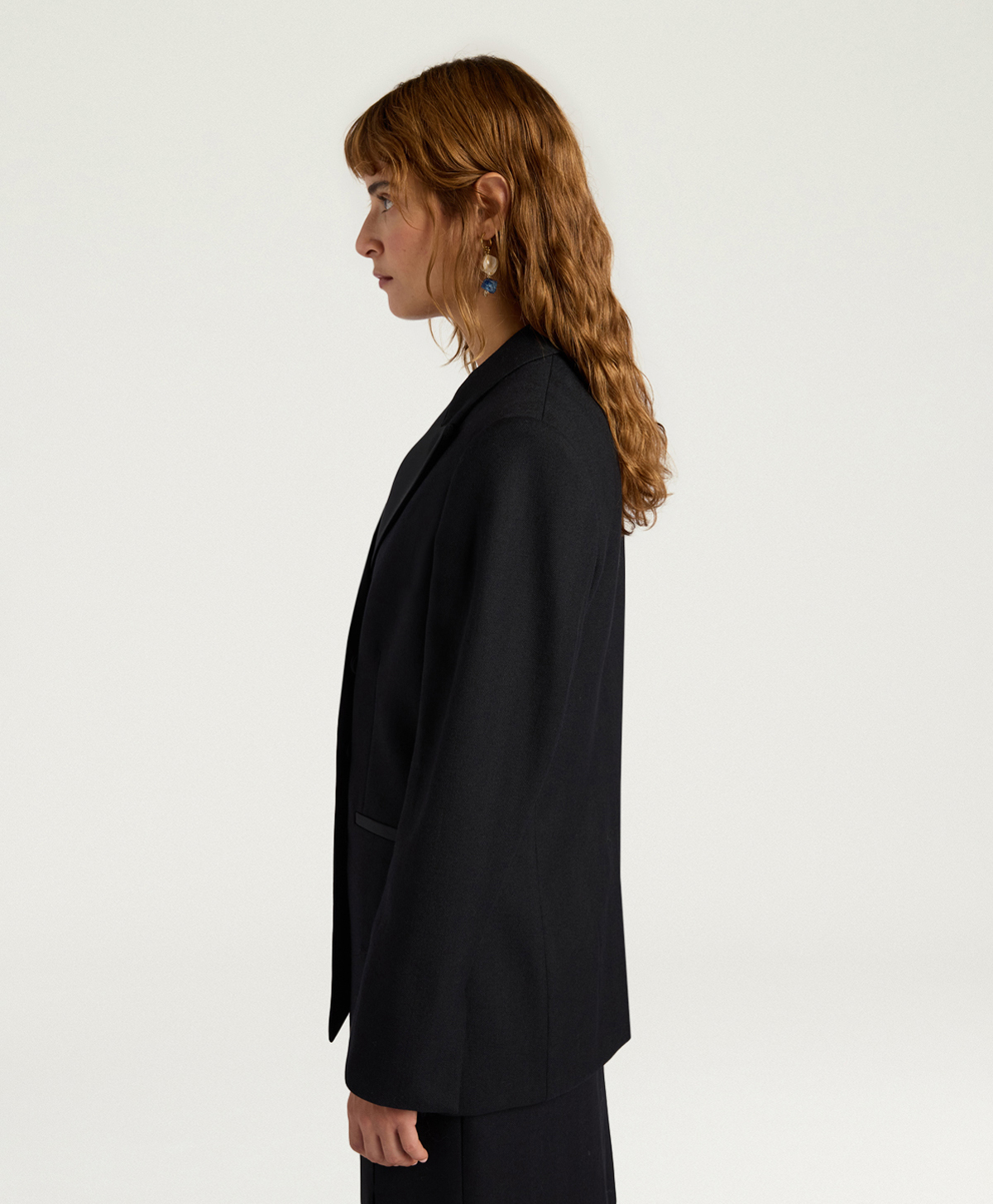 LOVELACE JACKET IN SOLID COLOUR CHEVRON WOOL - BLACK - Momonì