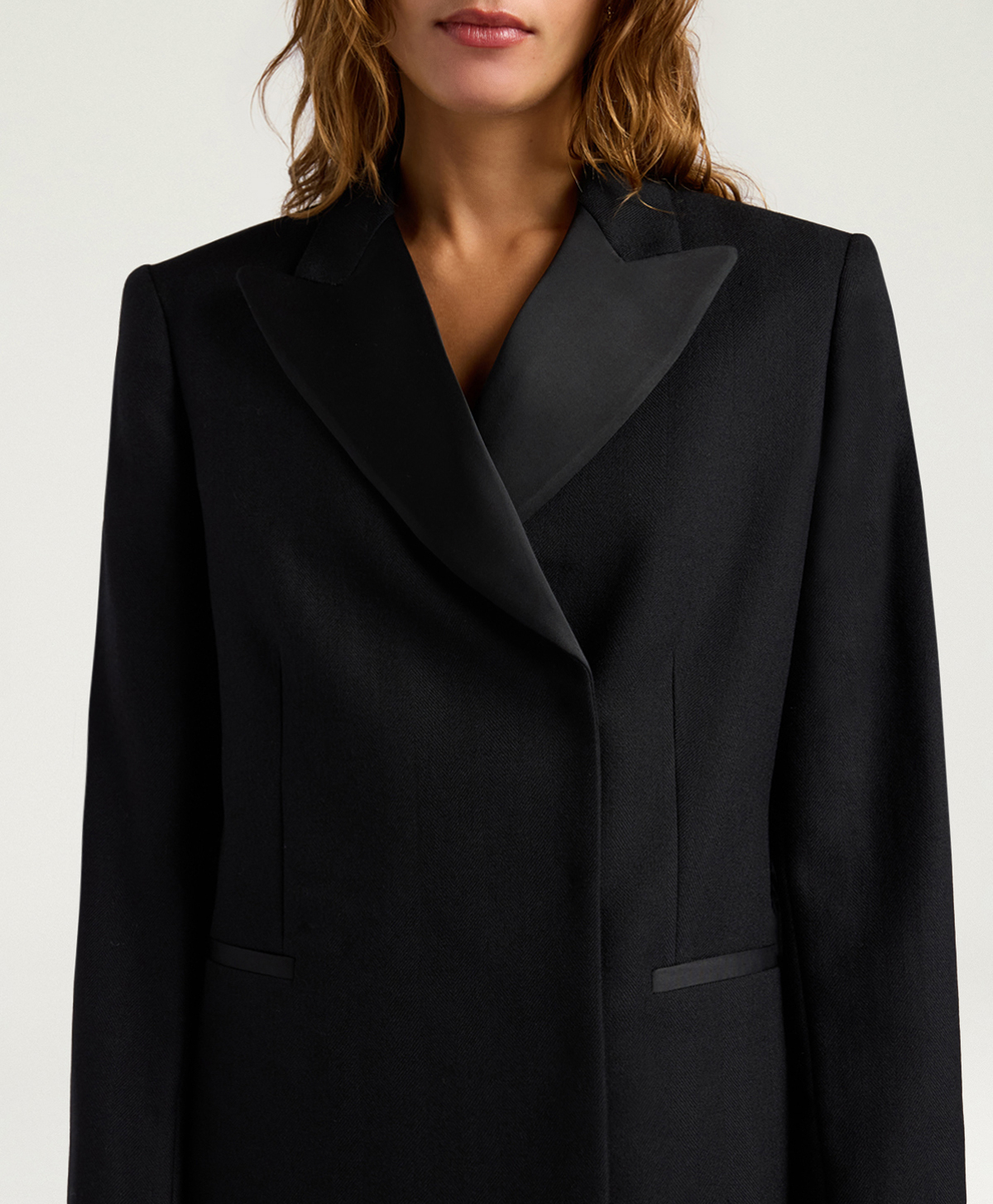 LOVELACE JACKET IN SOLID COLOUR CHEVRON WOOL - BLACK - Momonì