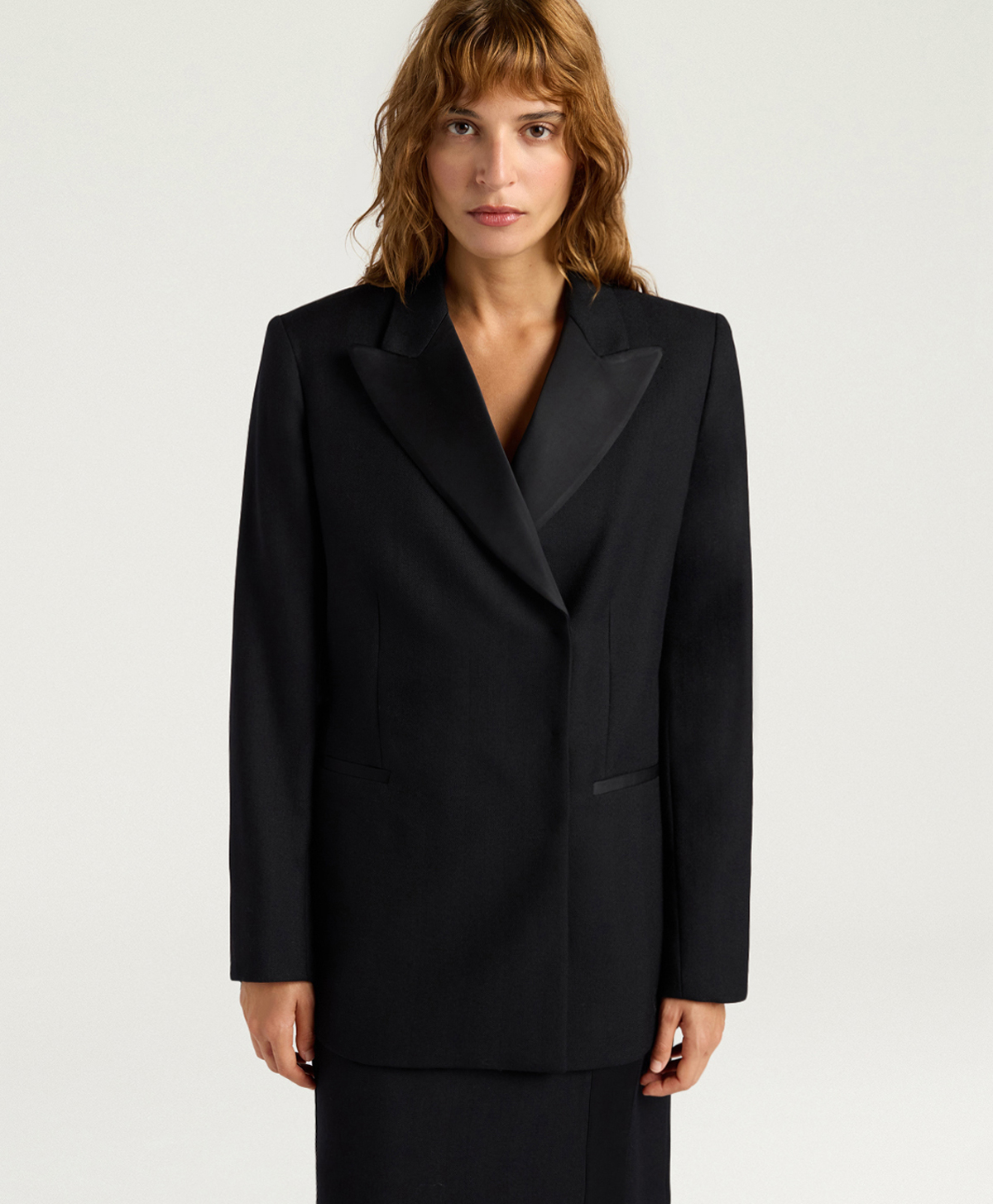 LOVELACE JACKET IN SOLID COLOUR CHEVRON WOOL - BLACK - Momonì