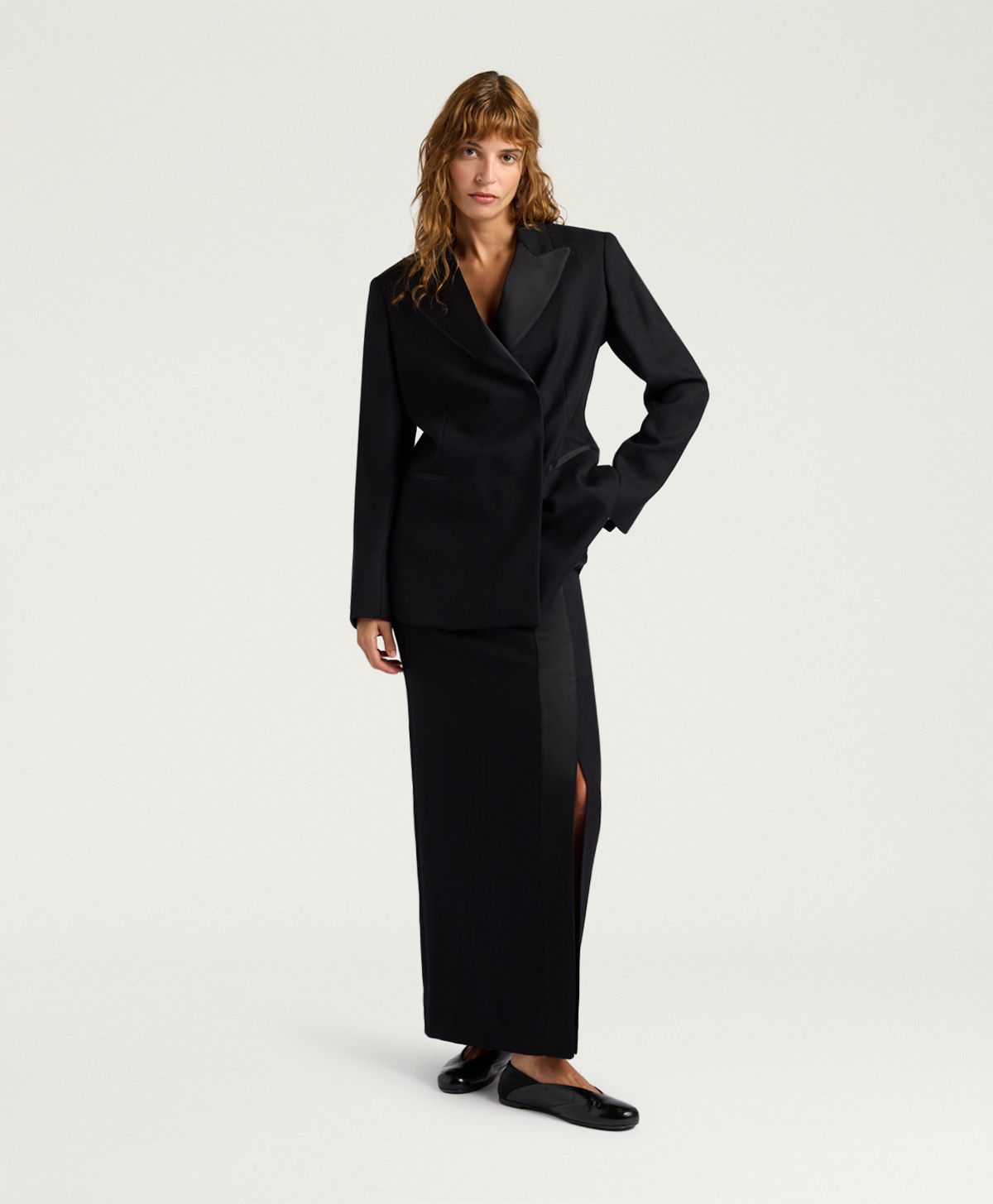 LOVELACE JACKET IN SOLID COLOUR CHEVRON WOOL - BLACK - Momonì