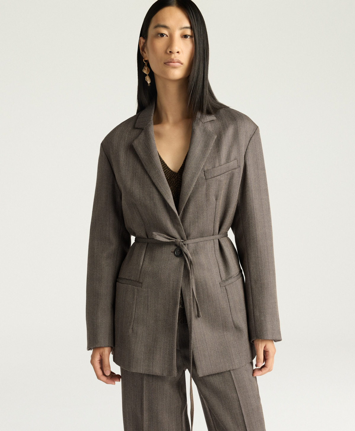 FINN JACKET IN SHETLAND GRISAILLE WOOL - TOBACCO MULTICOLOR - Momonì