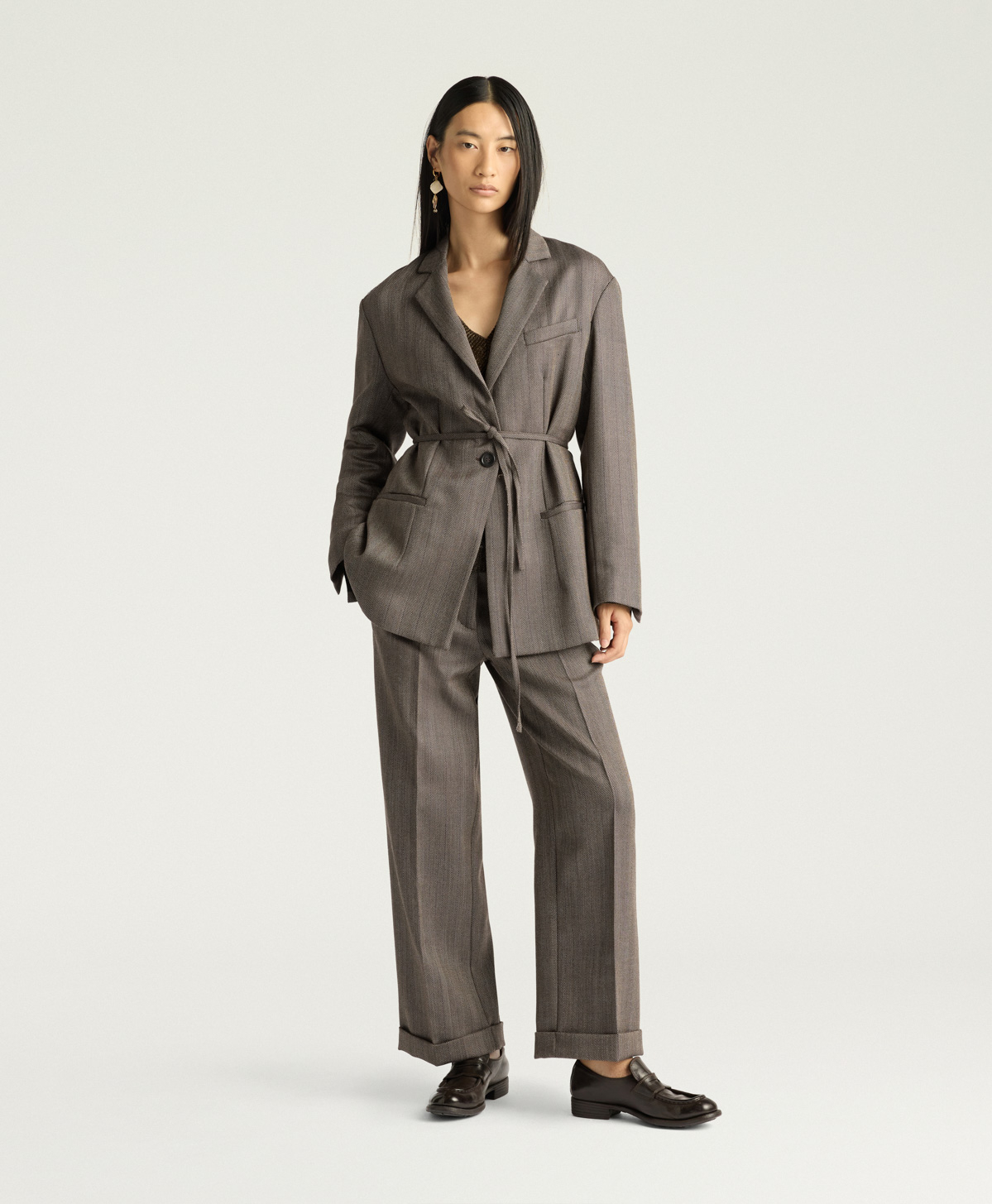 FINN JACKET IN SHETLAND GRISAILLE WOOL - TOBACCO MULTICOLOR - Momonì