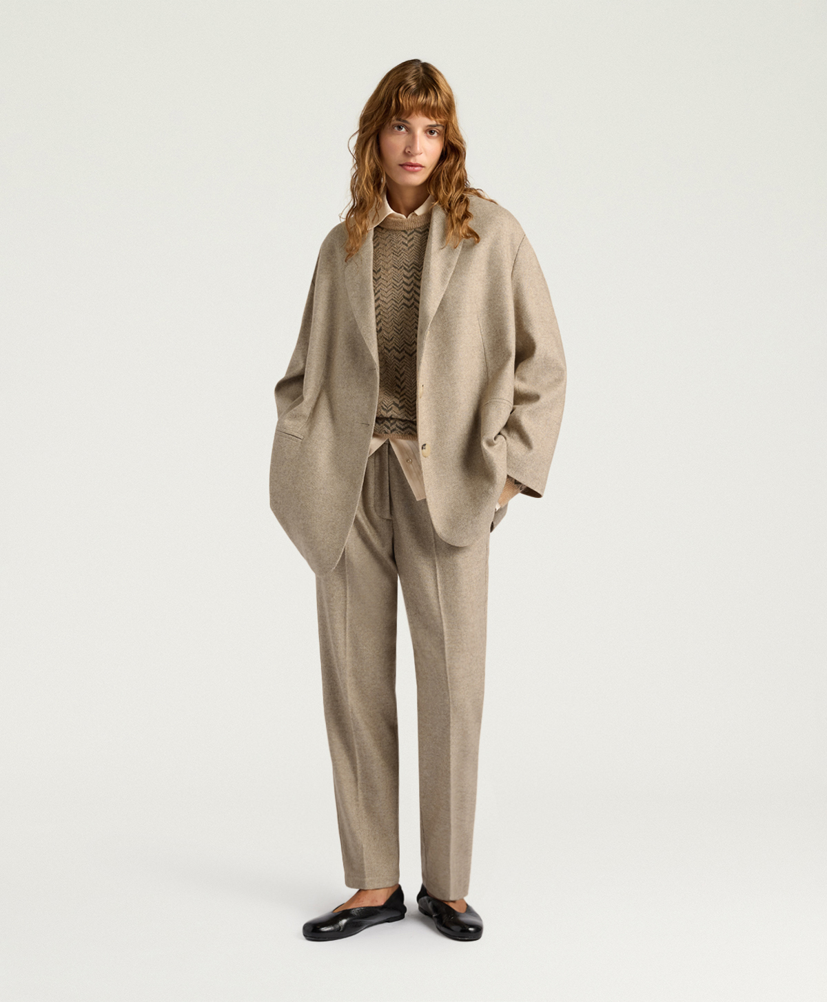 CANDY JACKET IN CHEVRON WOOL - BEIGE - Clothing - Momonì
