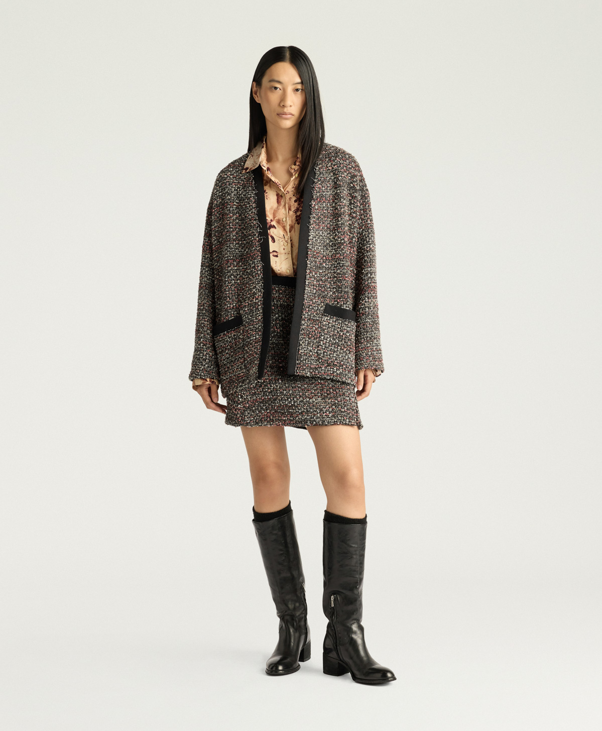 VESTE DONUT EN TWEED - MULTICOLORE NOIR - Momonì