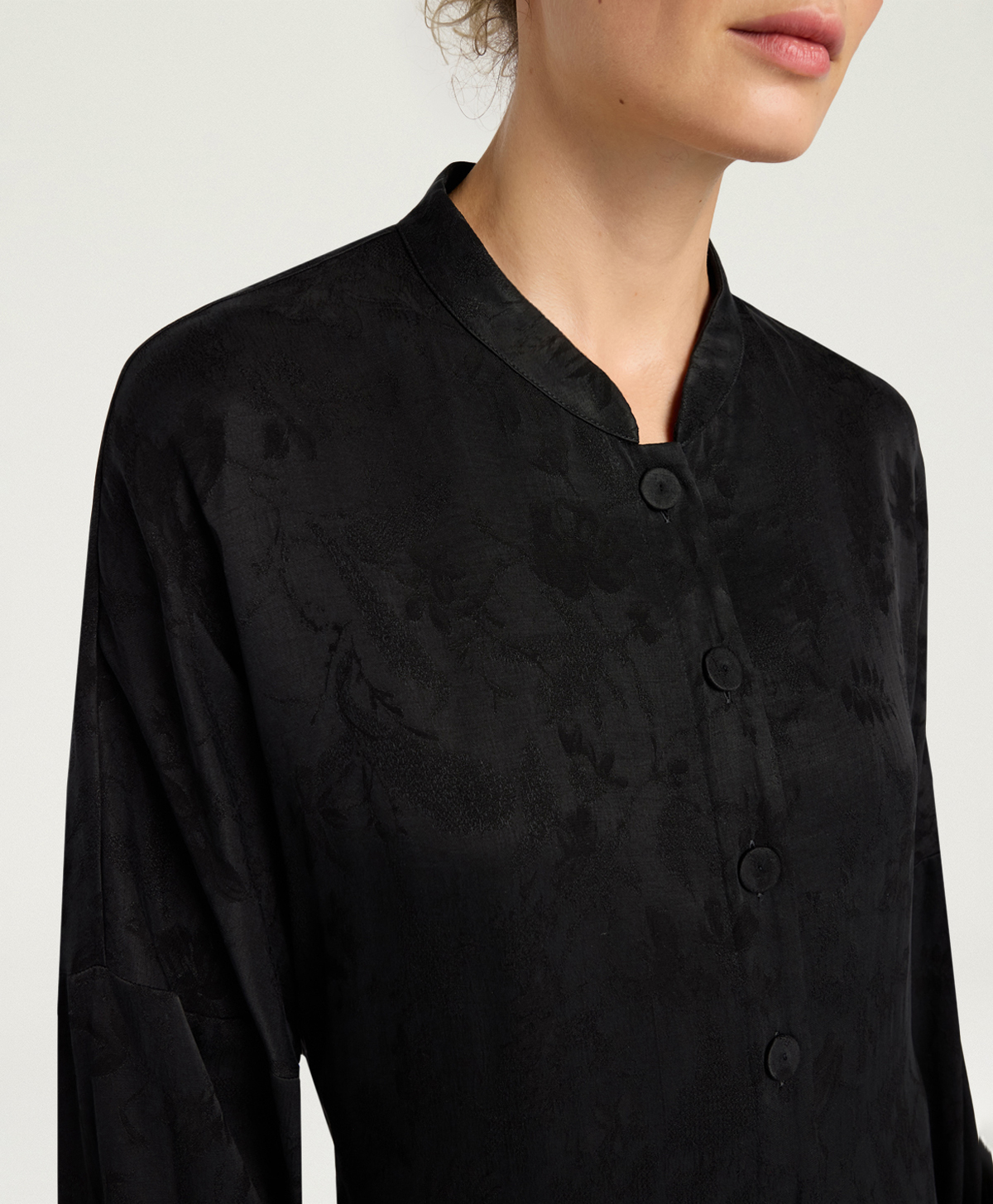 VESTE STOWE EN CUPRO JACQUARD - NOIR - Momonì