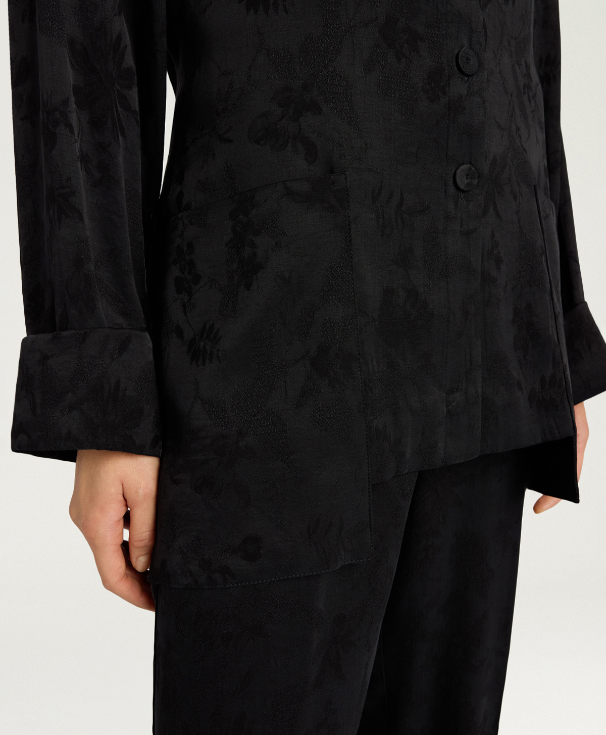 VESTE STOWE EN CUPRO JACQUARD - NOIR - Momonì