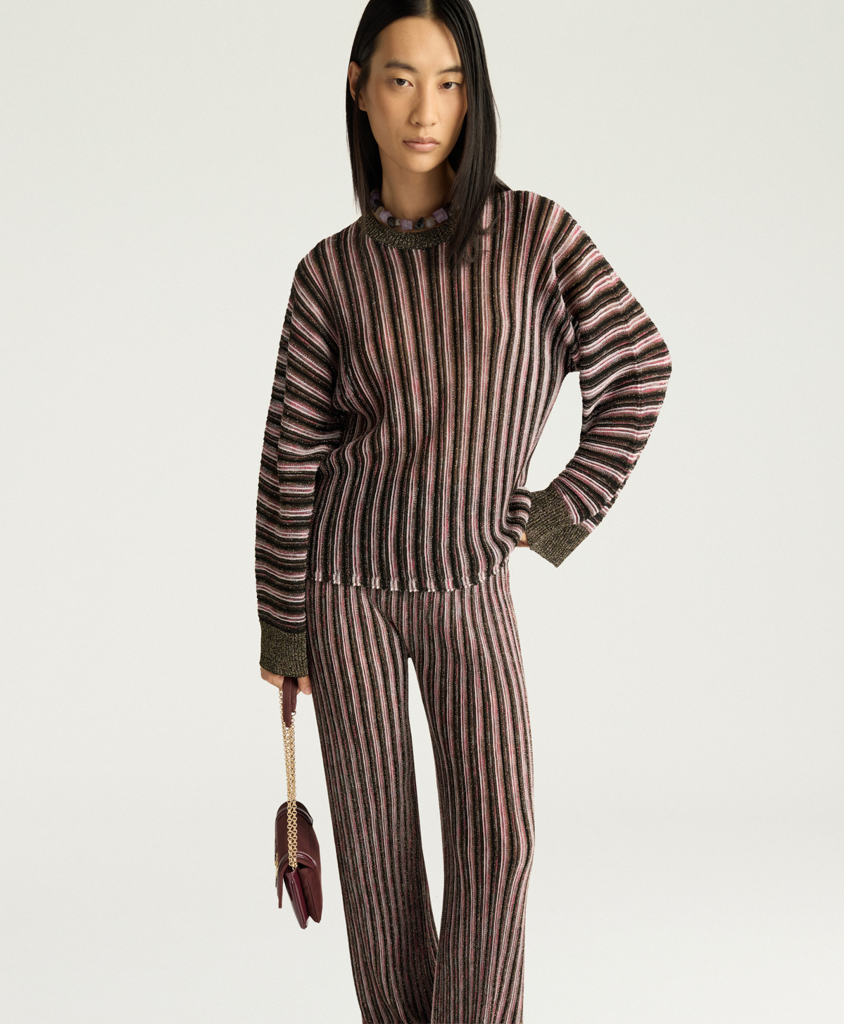 CHICORY MULTISTRIPED LUREX TOP - PINK MULTICOLOR - Clothing - Momonì