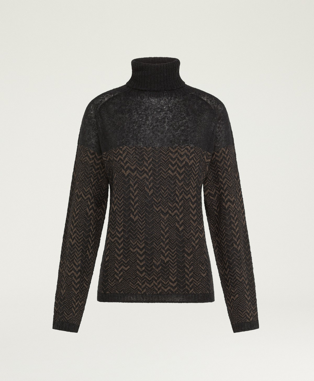 MAGLIA TWAIN IN JAQUARD - MARRONE/NERO - Momonì