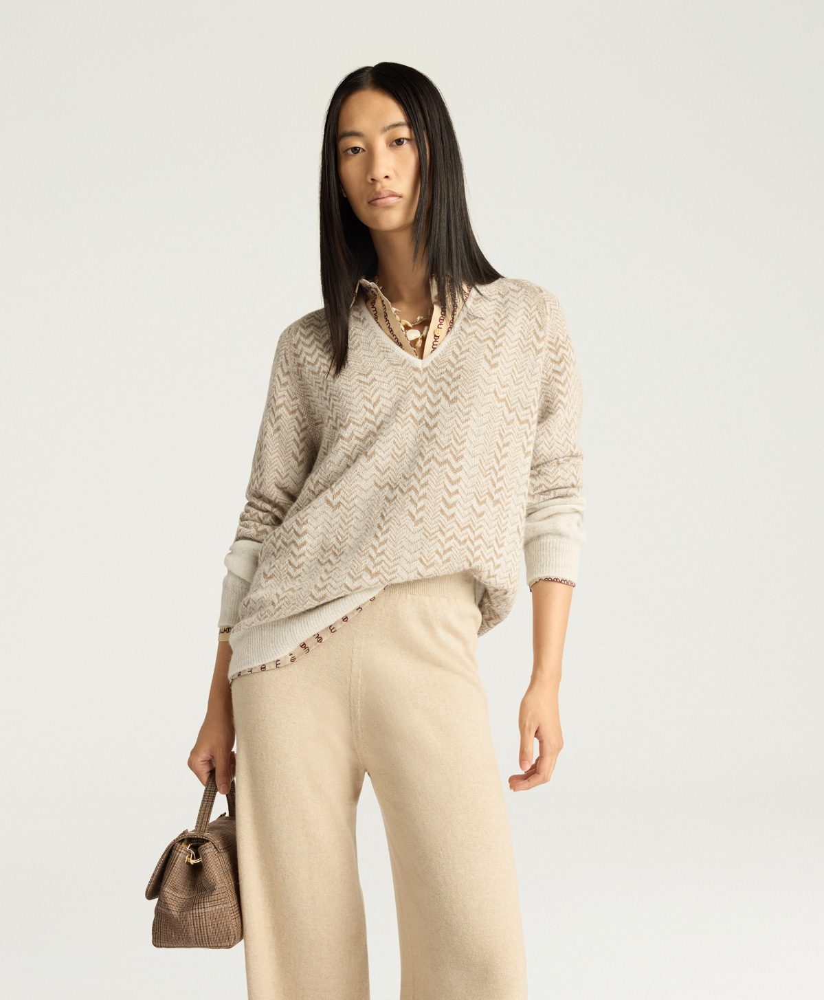 MAGLIA SUGAR IN JAQUARD - CREMA/PANNA - Momonì
