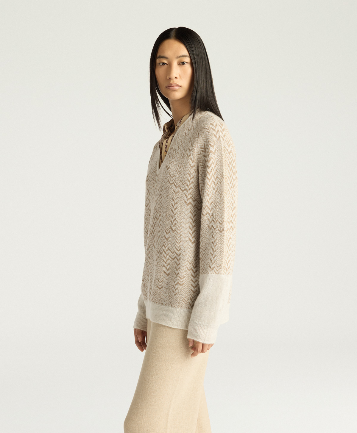 MAGLIA SUGAR IN JAQUARD - CREMA/PANNA - Momonì
