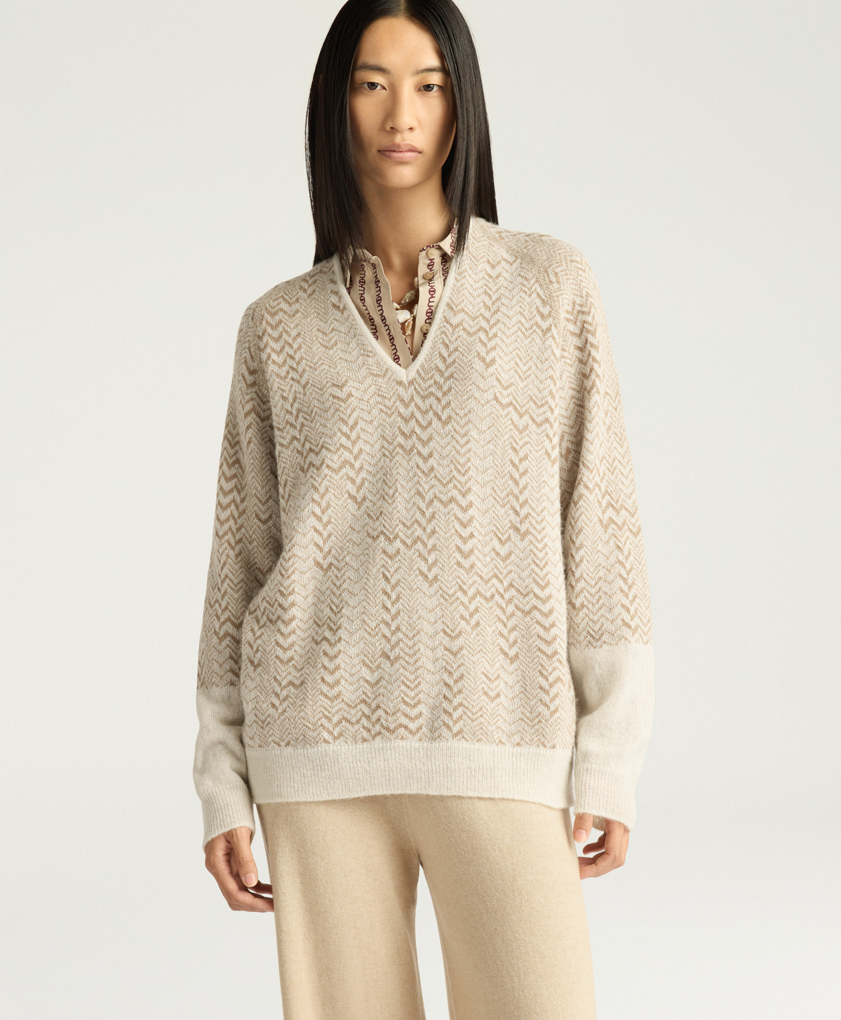MAGLIA SUGAR IN JAQUARD - CREMA/PANNA - Momonì