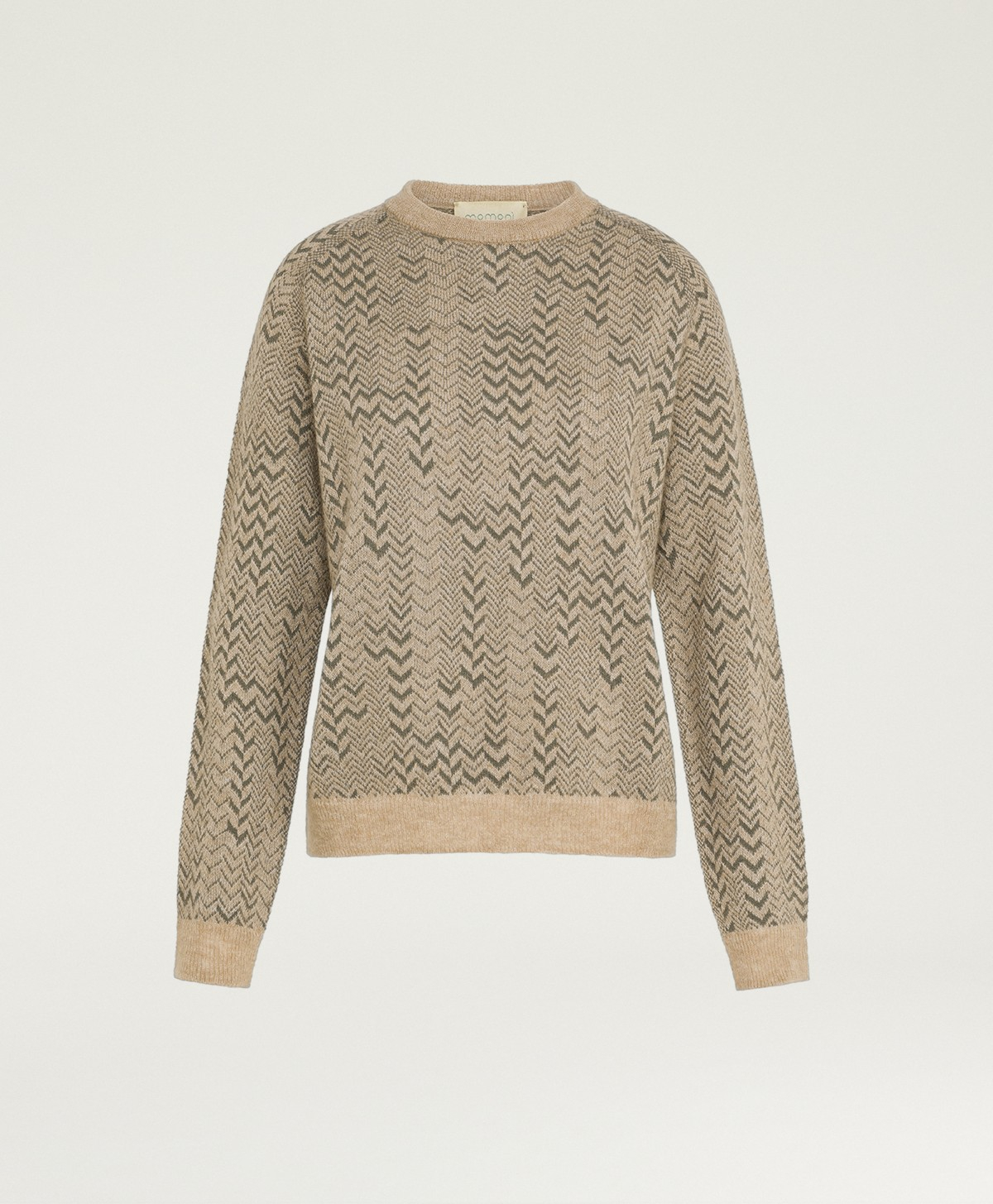 MAGLIA SAGE IN JAQUARD - VERDE/BEIGE - Momonì