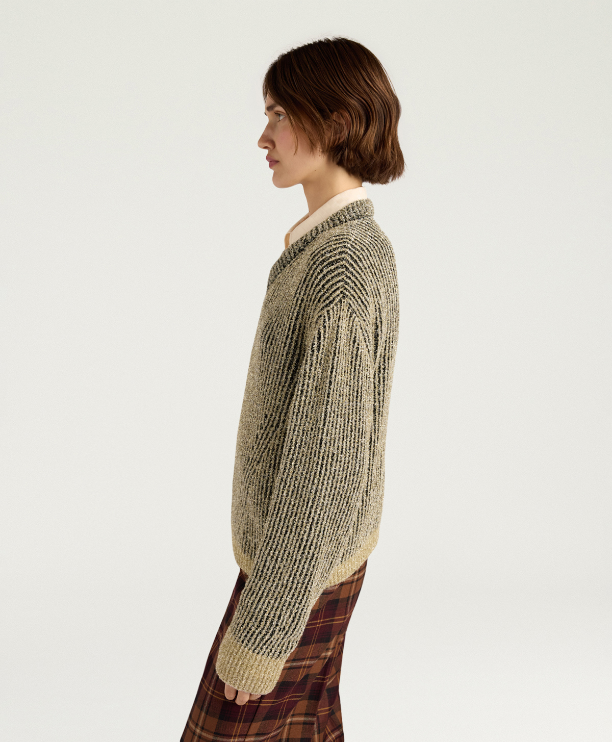 PLUM SWEATER IN JACQUARD - BLACK/GOLD - Momonì