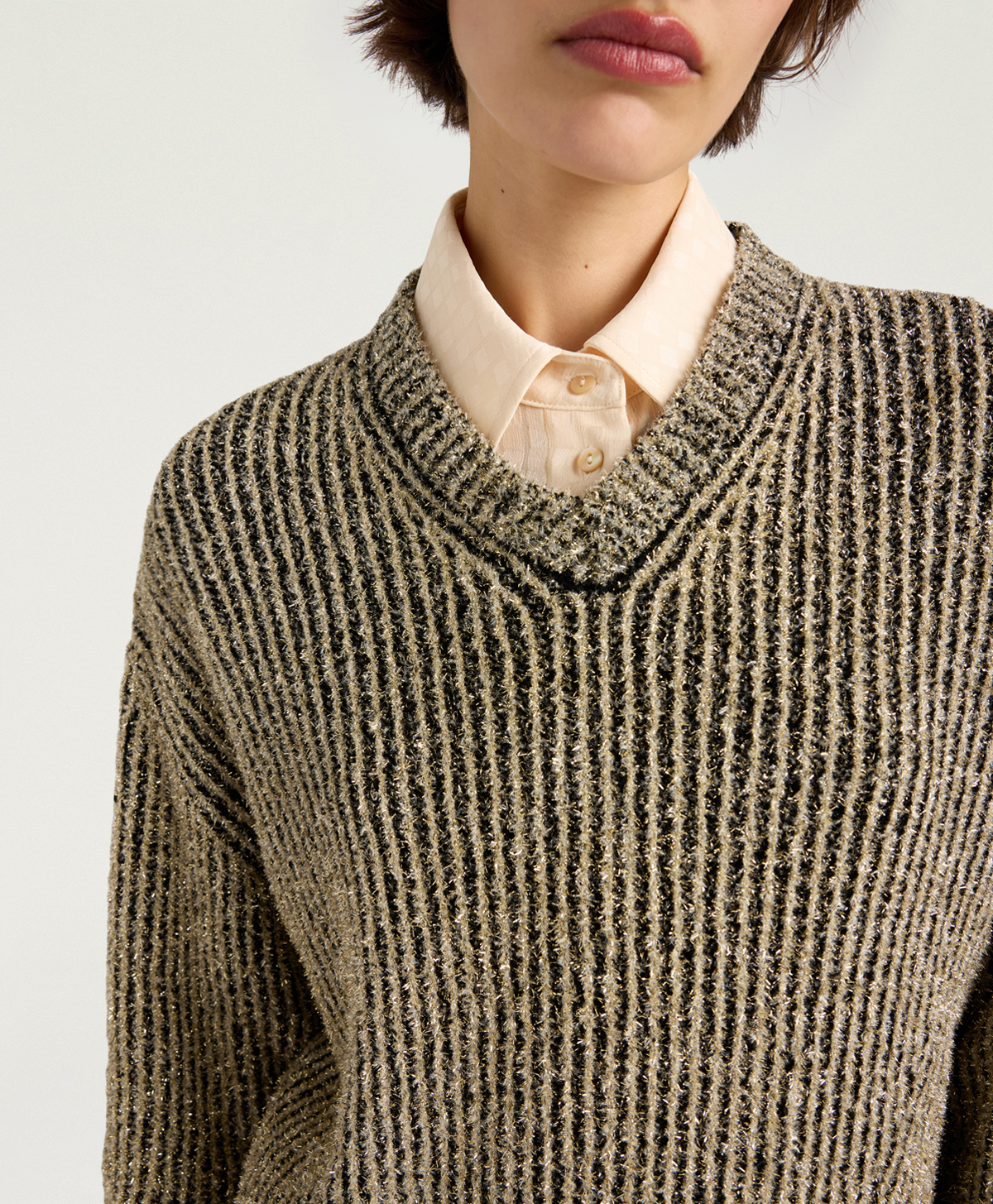 PLUM SWEATER IN JACQUARD - BLACK/GOLD - Momonì
