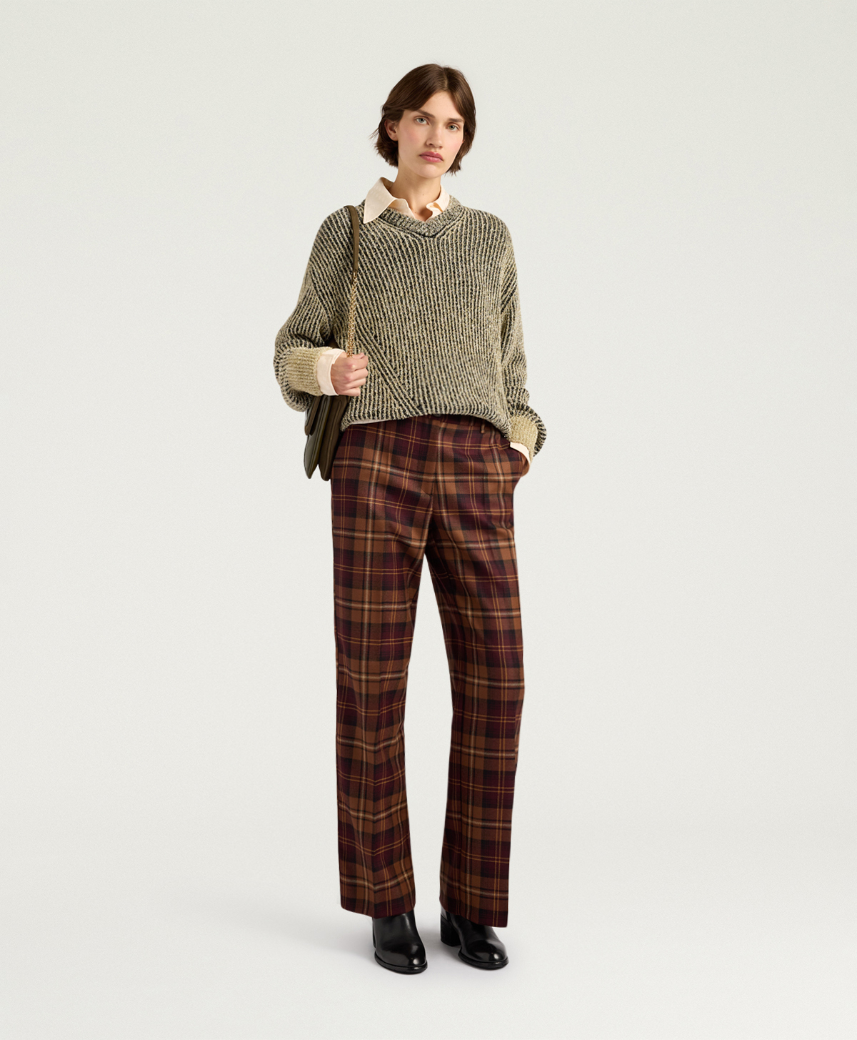 PLUM SWEATER IN JACQUARD - BLACK/GOLD - Momonì