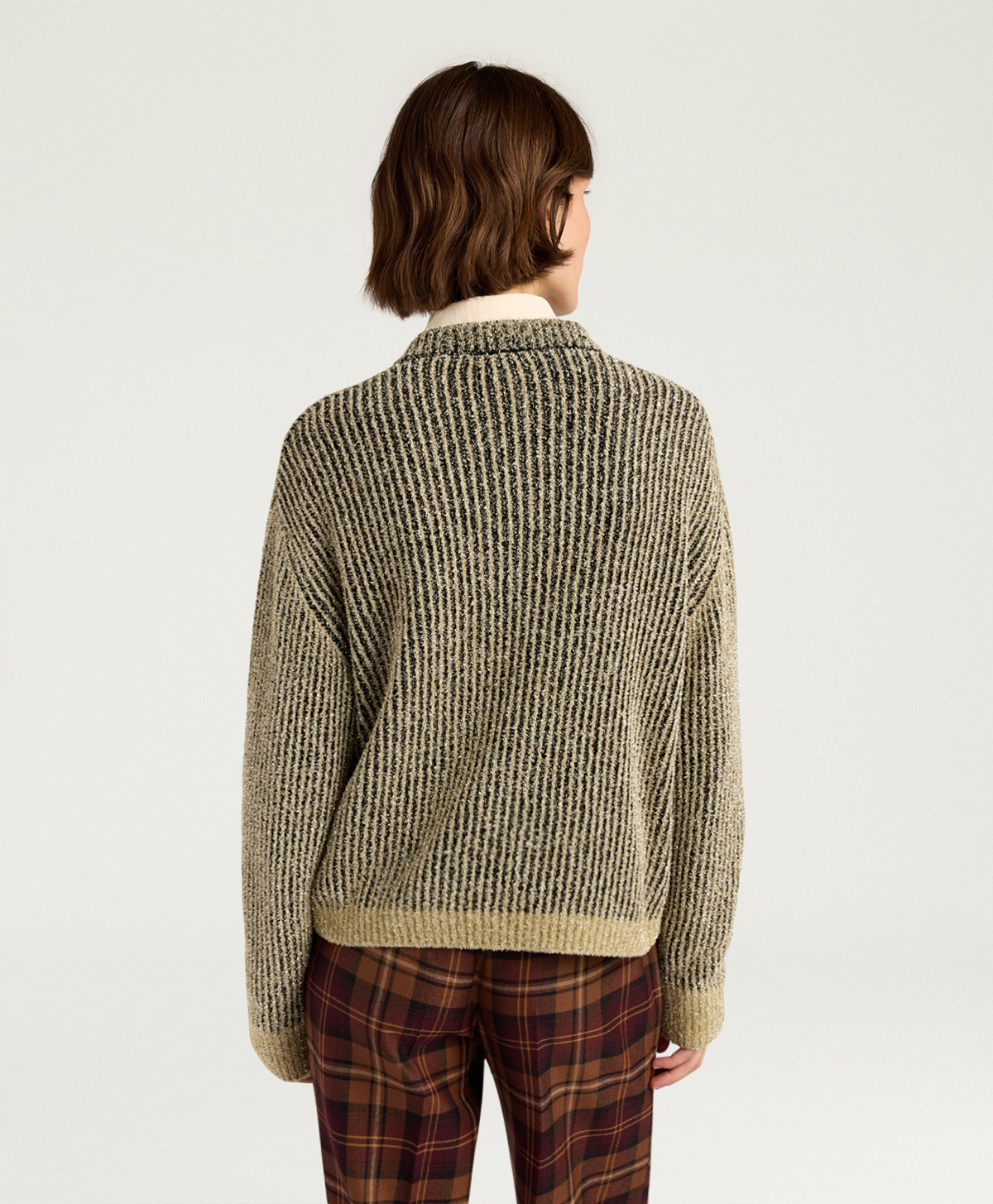 PLUM SWEATER IN JACQUARD - BLACK/GOLD - Momonì