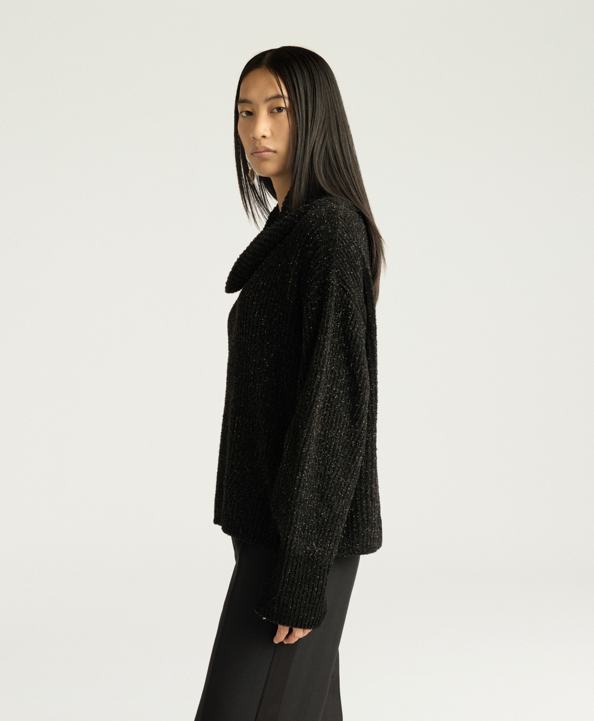 SEVERN MULTISTRIPED LUREX SWEATER - BLACK - Momonì