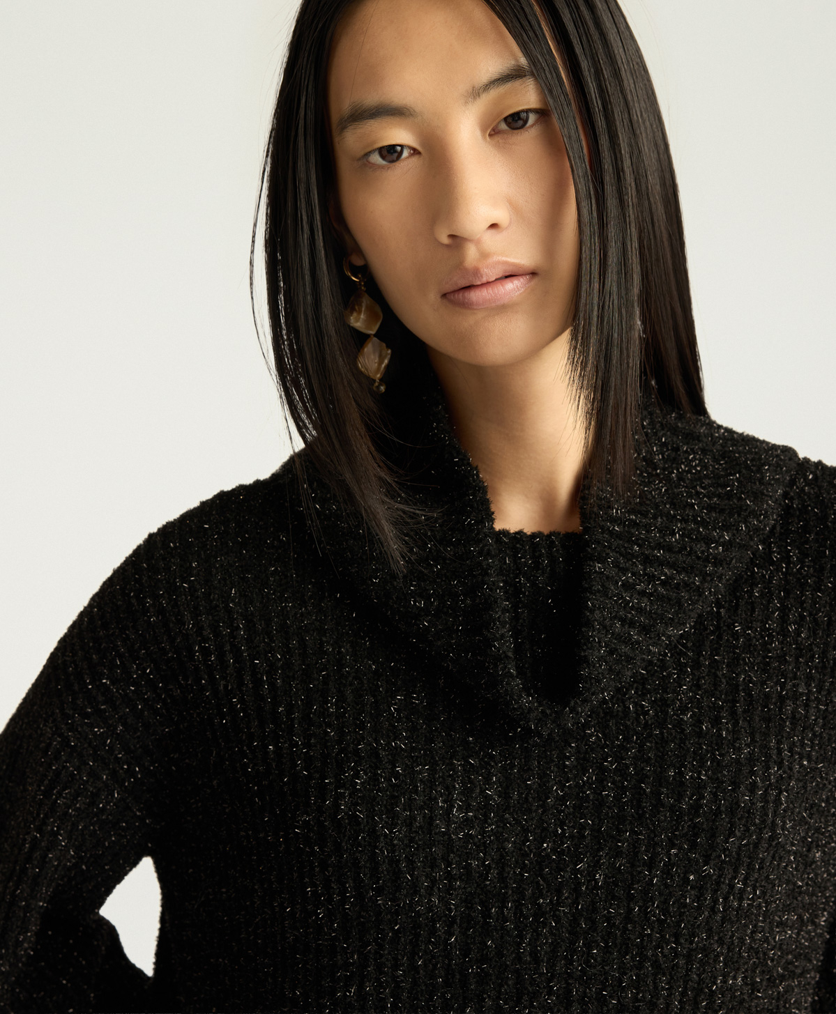 SEVERN MULTISTRIPED LUREX SWEATER - BLACK - Momonì
