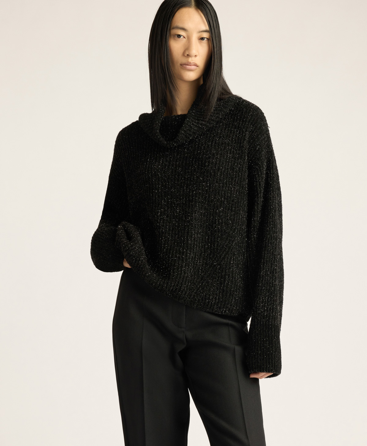 SEVERN MULTISTRIPED LUREX SWEATER - BLACK - Momonì