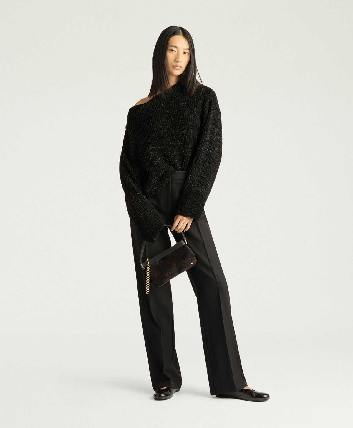 SEVERN MULTISTRIPED LUREX SWEATER - BLACK - Momonì