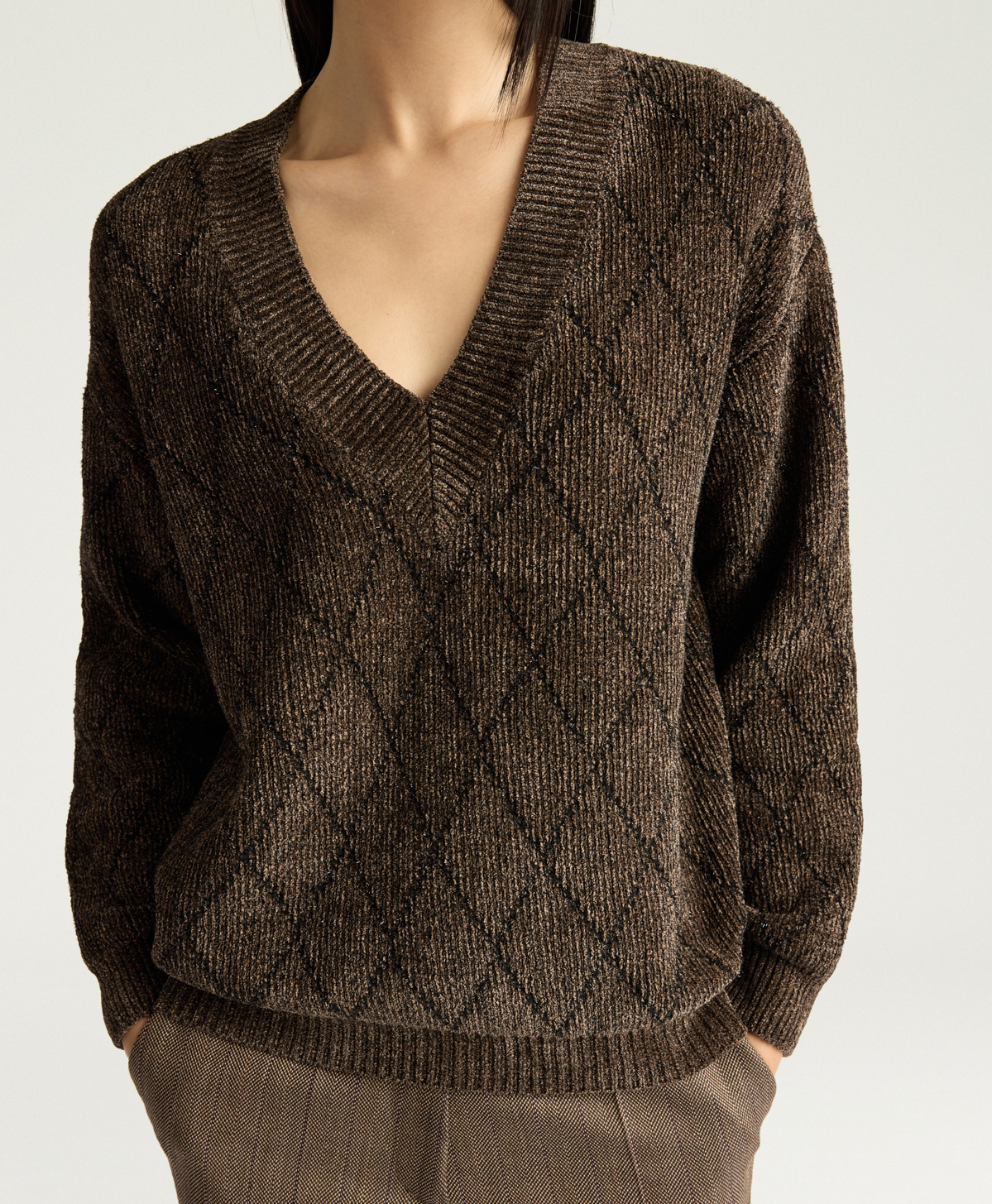 TRICOT ORKNEY EN JACQUARD - BEIGE/NOIR - Momonì