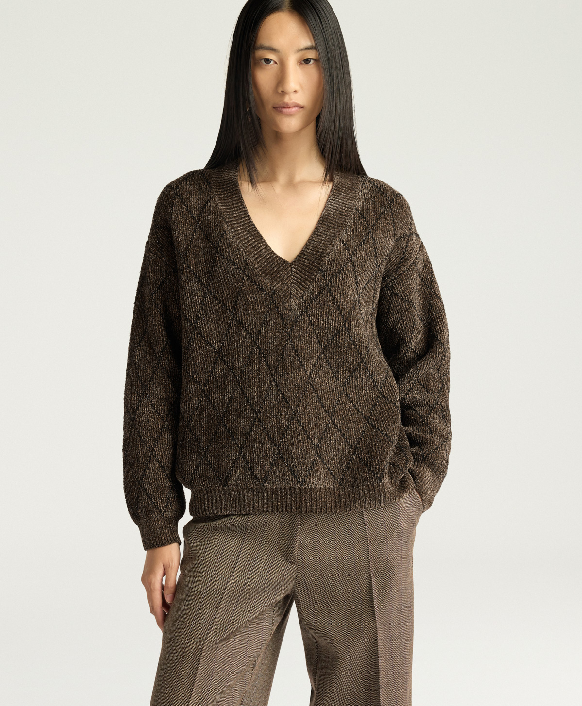 TRICOT ORKNEY EN JACQUARD - BEIGE/NOIR - Momonì