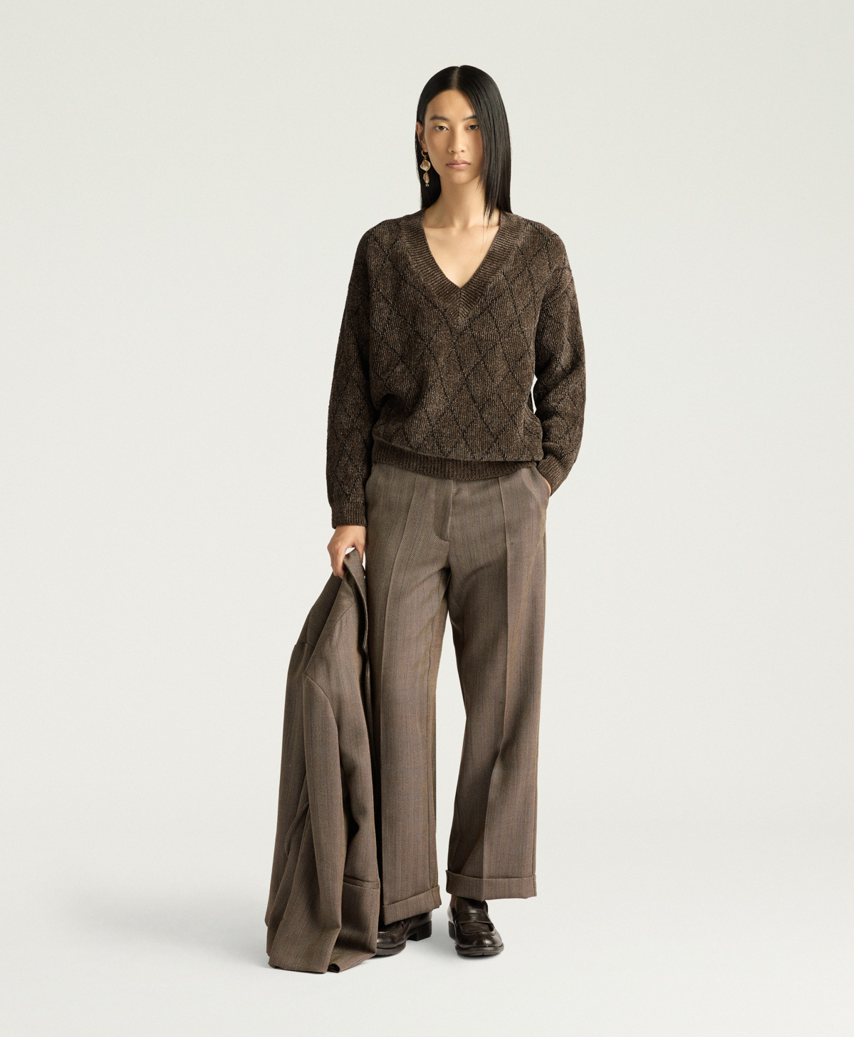 TRICOT ORKNEY EN JACQUARD - BEIGE/NOIR - Momonì