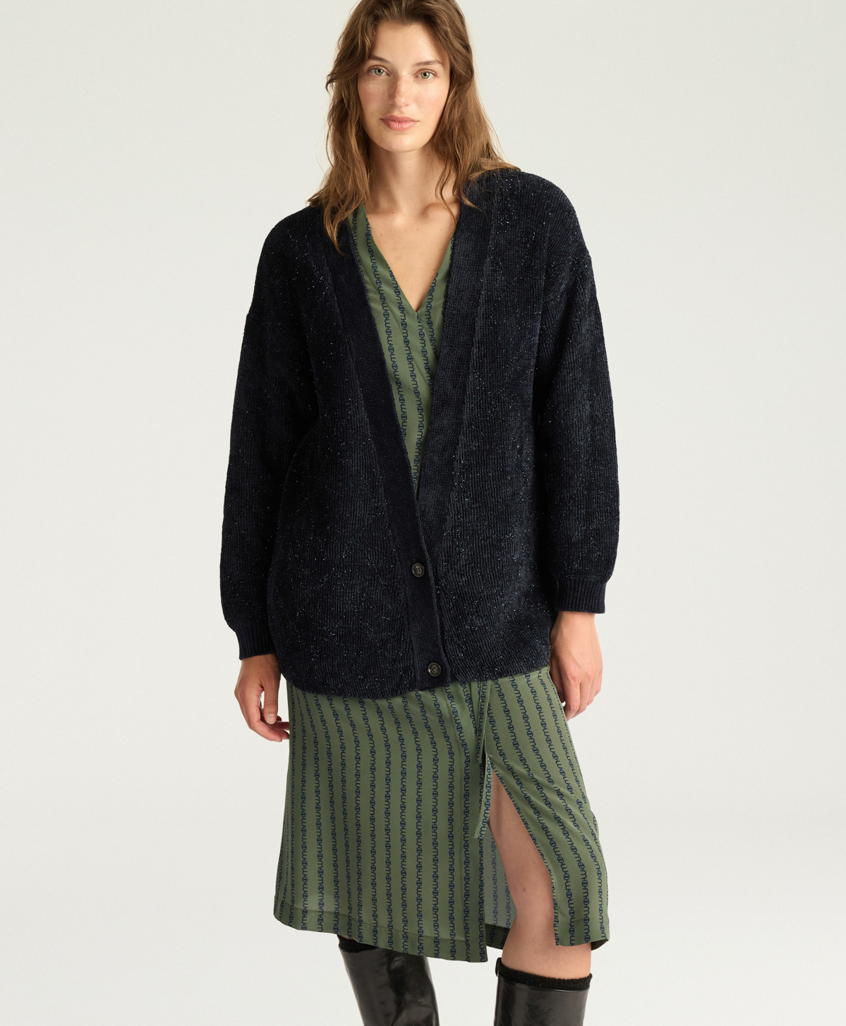 CARDIGAN JASPER EN JACQUARD - BLEU - Momonì
