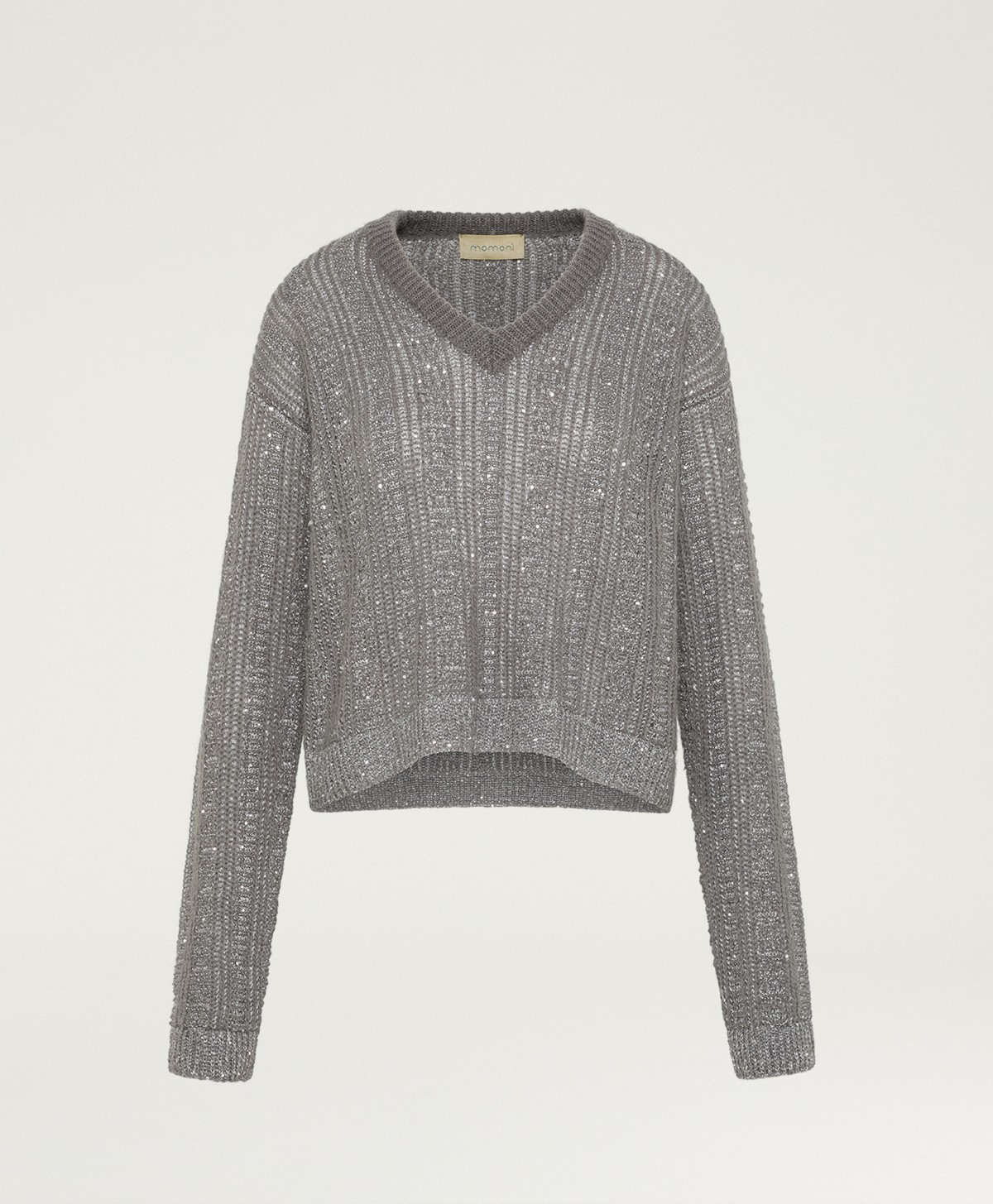 ADA SWEATER IN MOHAIR/SEQUINS - GUNMETAL GRAY - Momonì