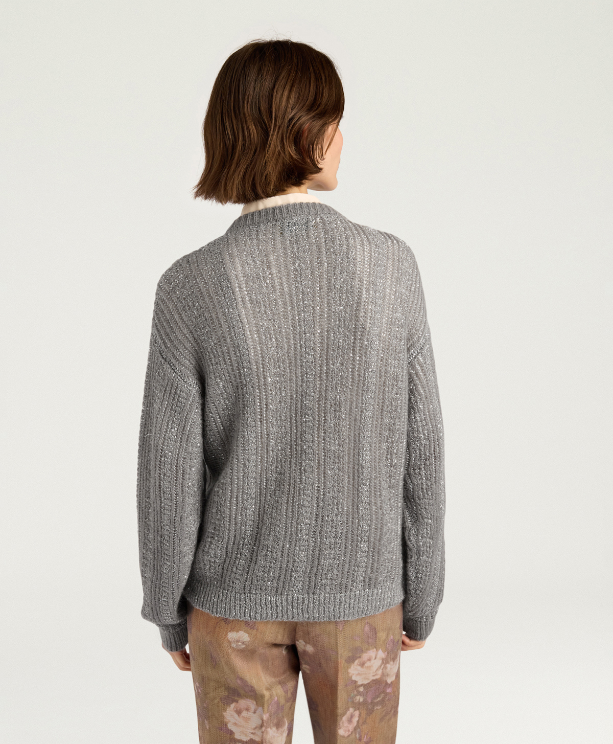 ADA SWEATER IN MOHAIR/SEQUINS - GUNMETAL GRAY - Momonì