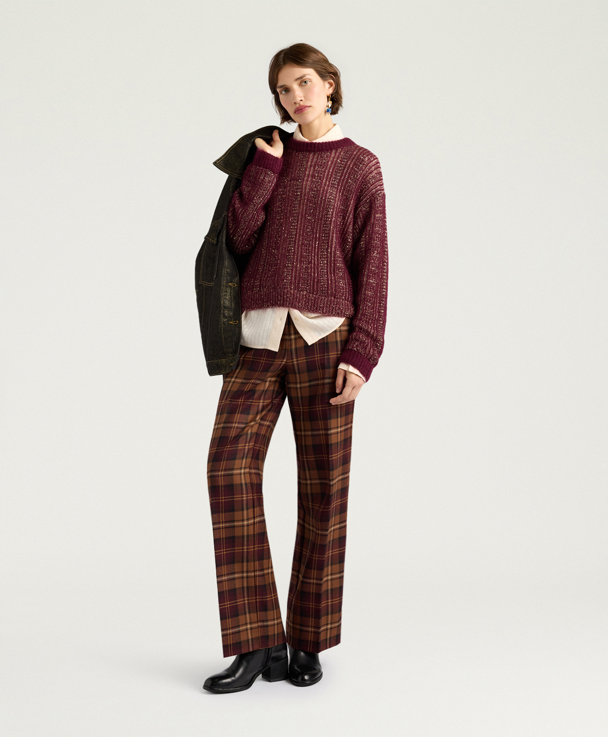 THELMA SWEATER IN MOHAIR/SEQUINS - WINE RED - Momonì