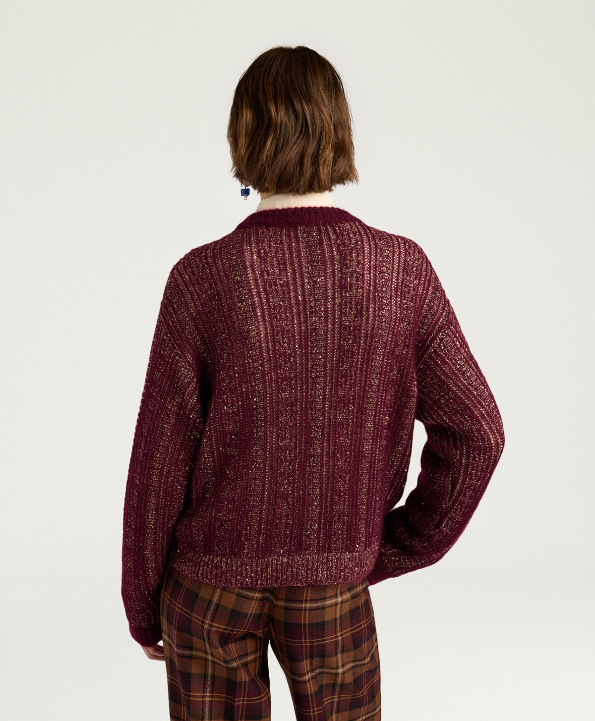 THELMA SWEATER IN MOHAIR/SEQUINS - WINE RED - Momonì