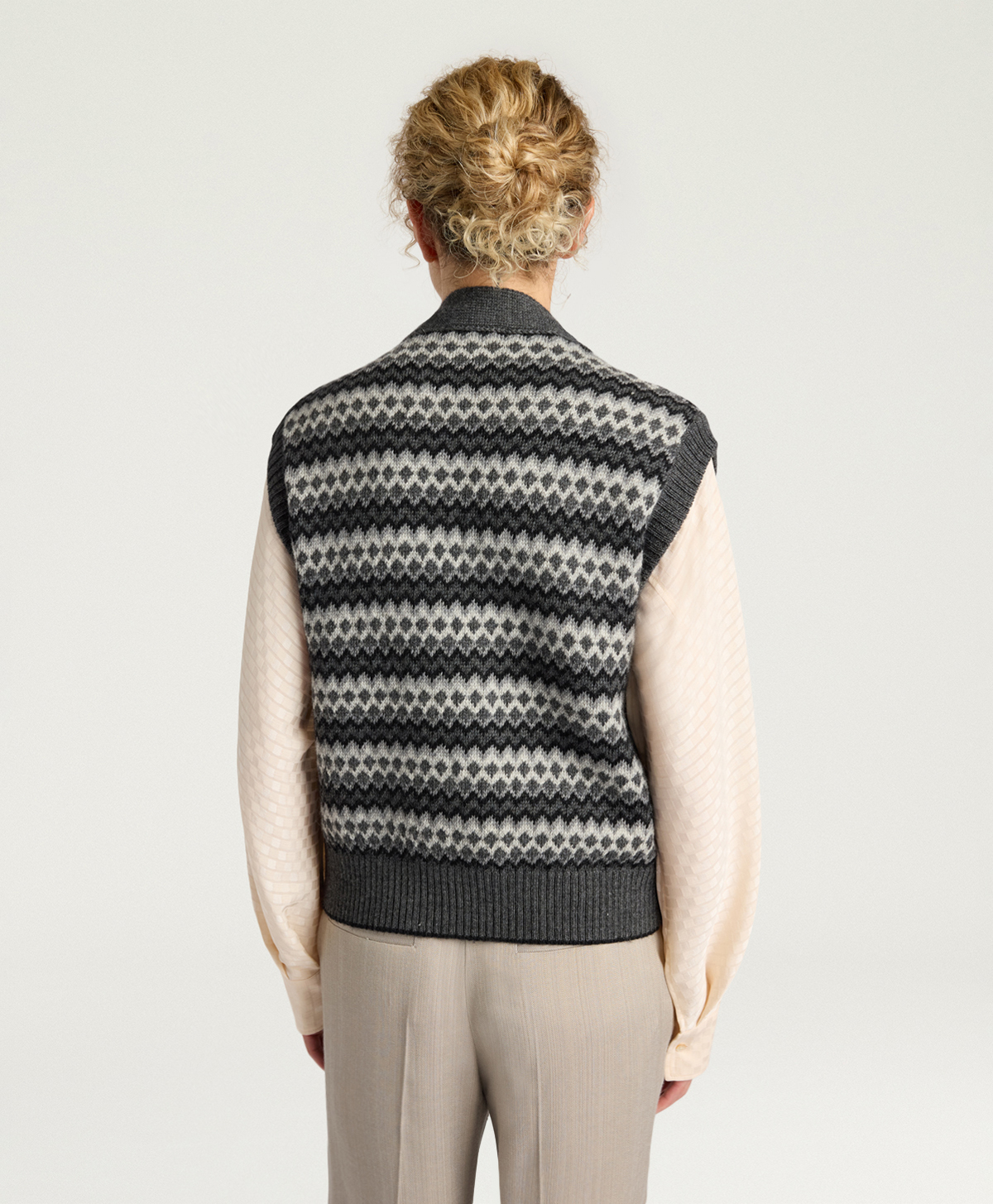 THYME GILET IN JACQUARD - GREY MULTICOLOR - Momonì
