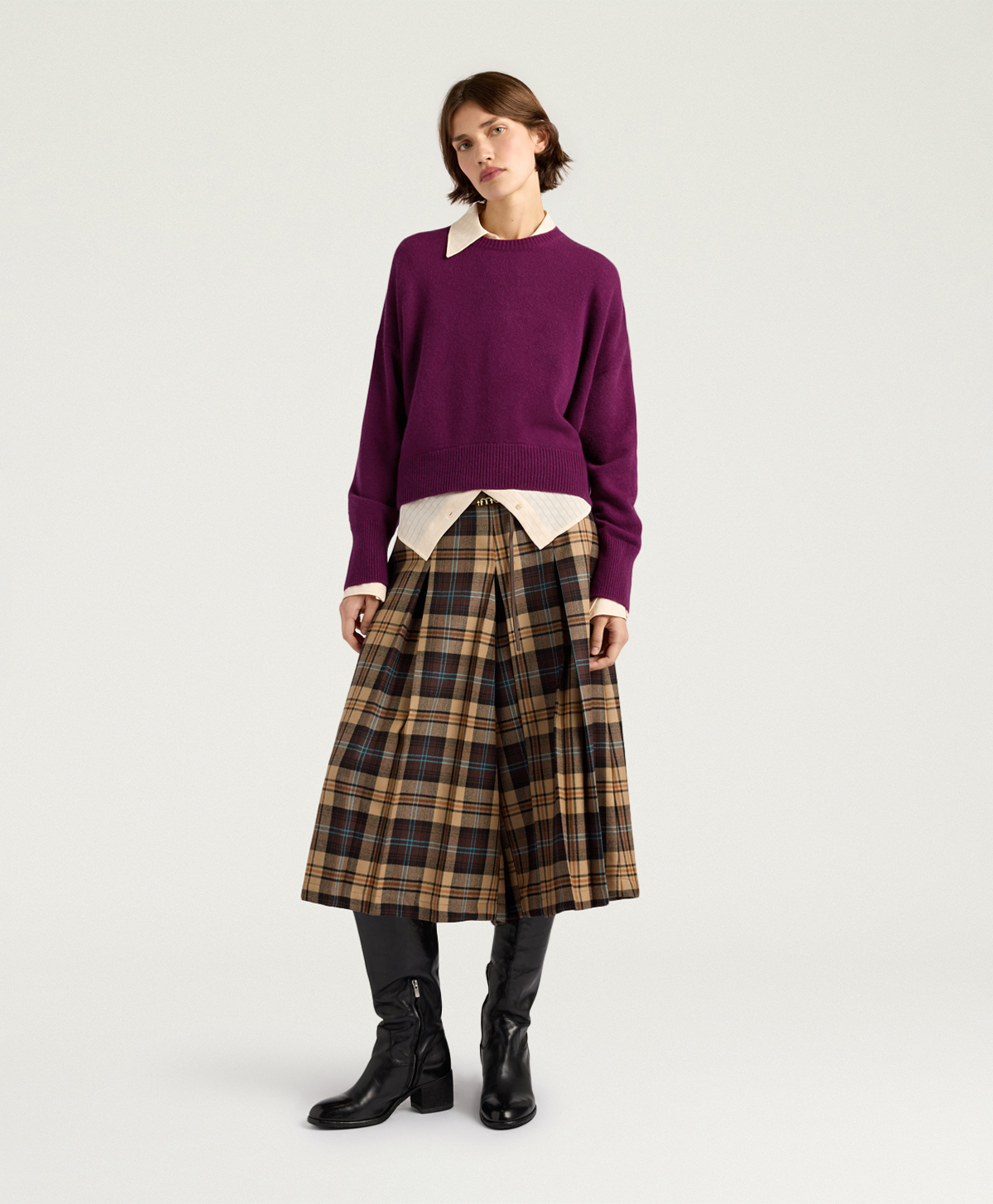 TIARA SWEATER IN WOOL/CASHMERE - WINE - Clothing - Momonì