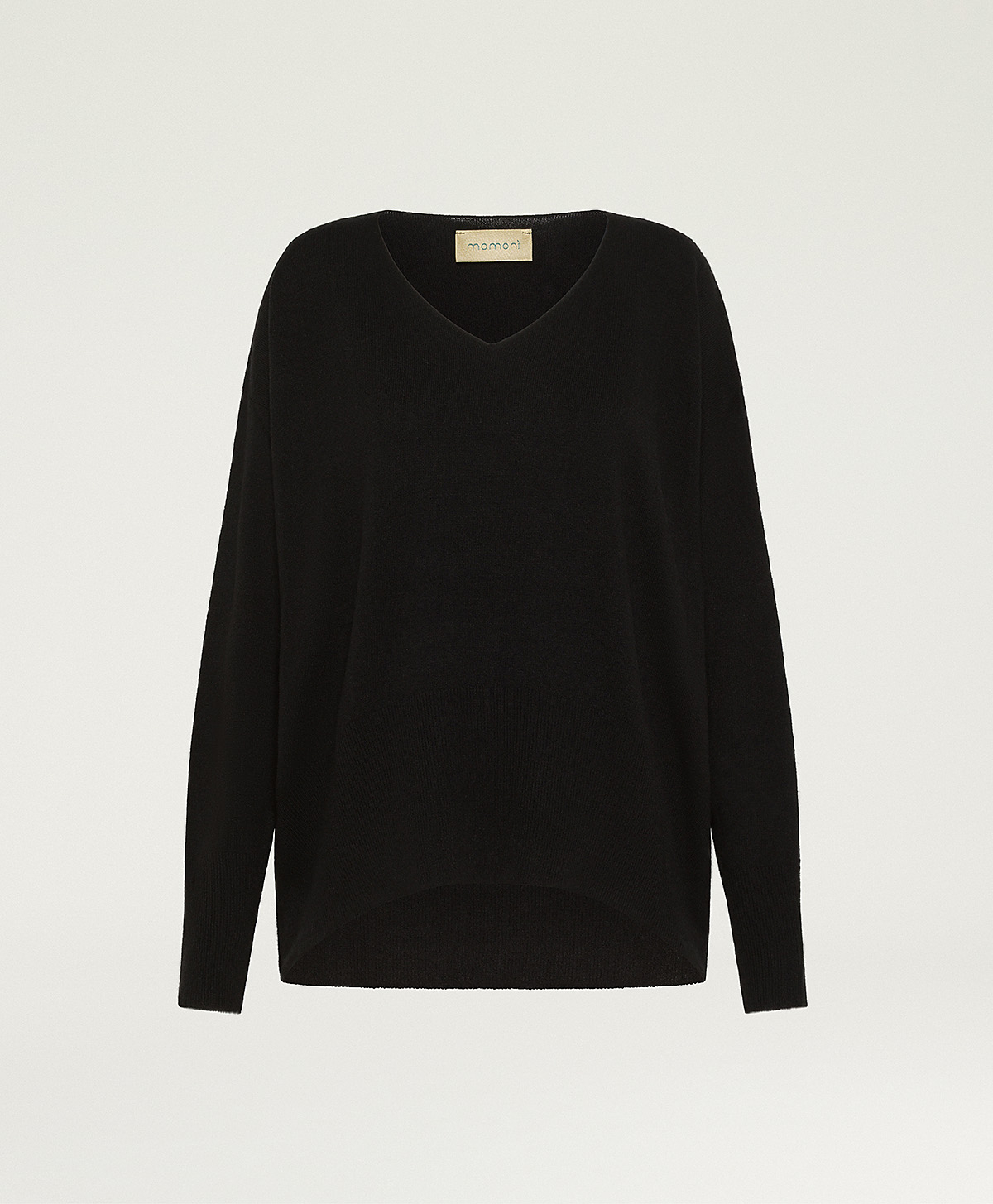 TRICOT FREESIA EN LAINE MÉLANGÉE CACHEMIRE - NOIR - Momonì