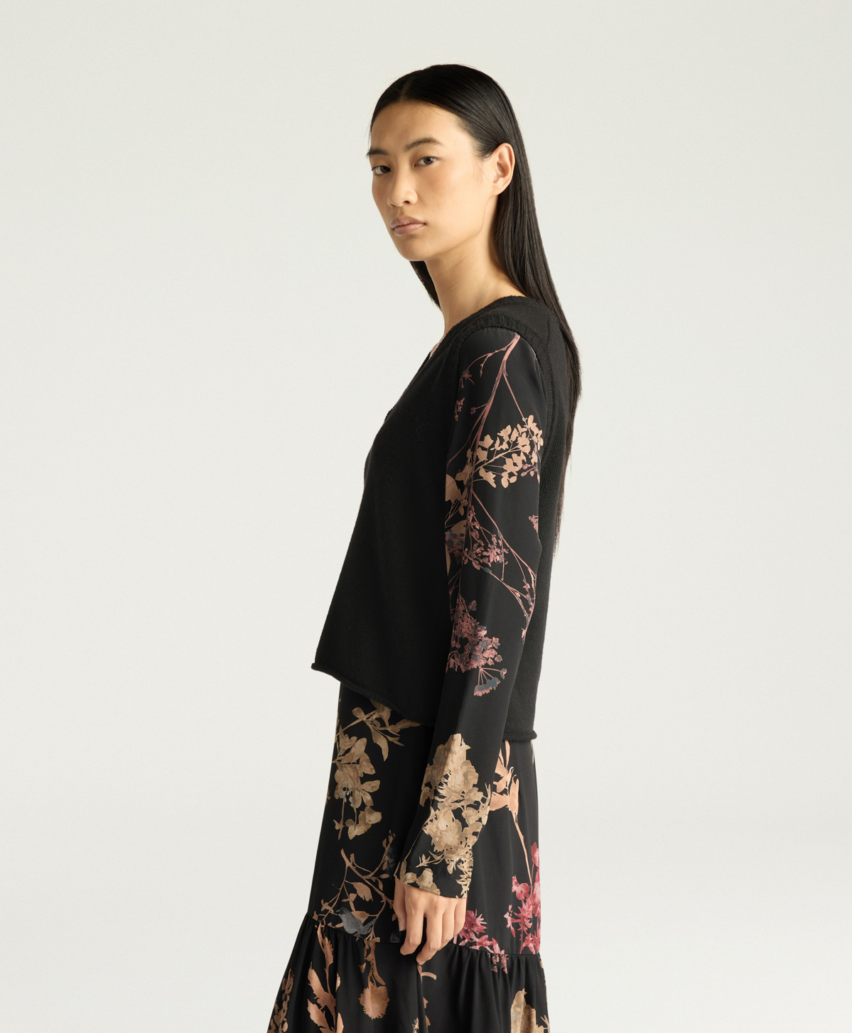 GILET WYE IN LANA MISTO CACHEMIRE - NERO - Momonì