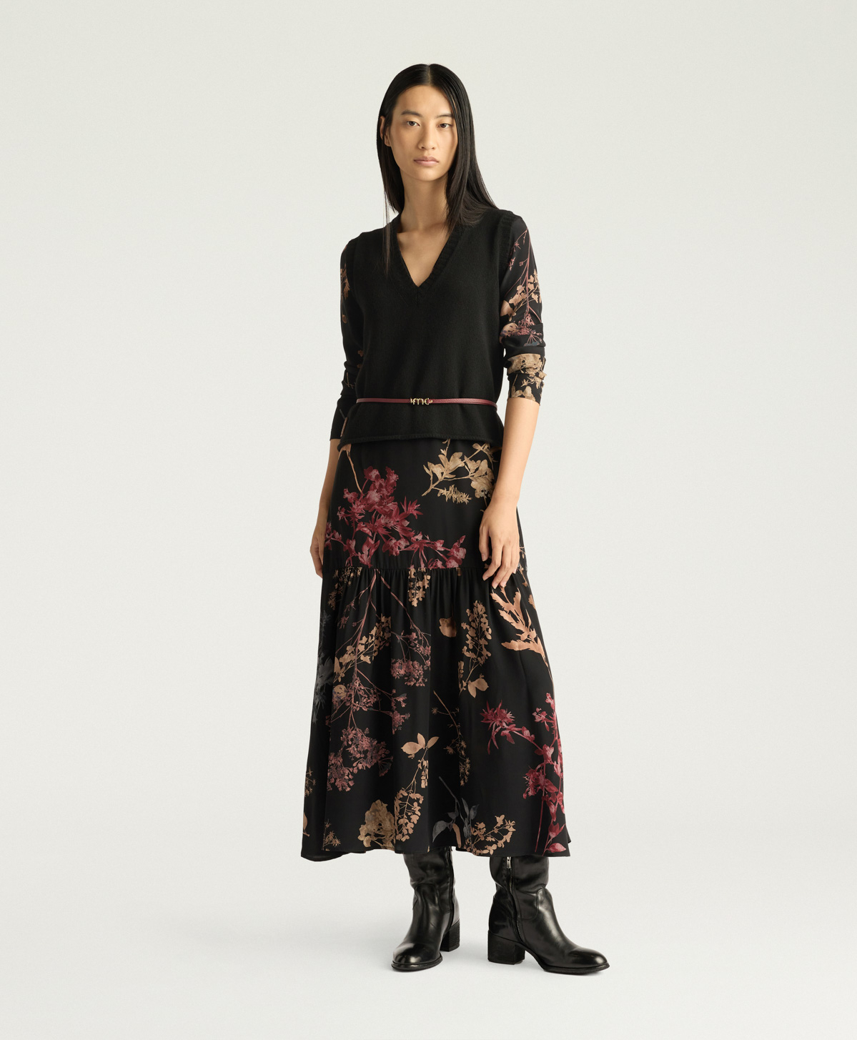 GILET WYE IN LANA MISTO CACHEMIRE - NERO - Momonì