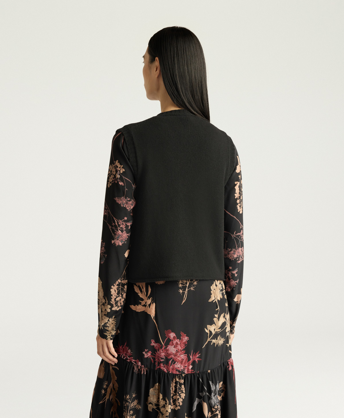 GILET WYE IN LANA MISTO CACHEMIRE - NERO - Momonì
