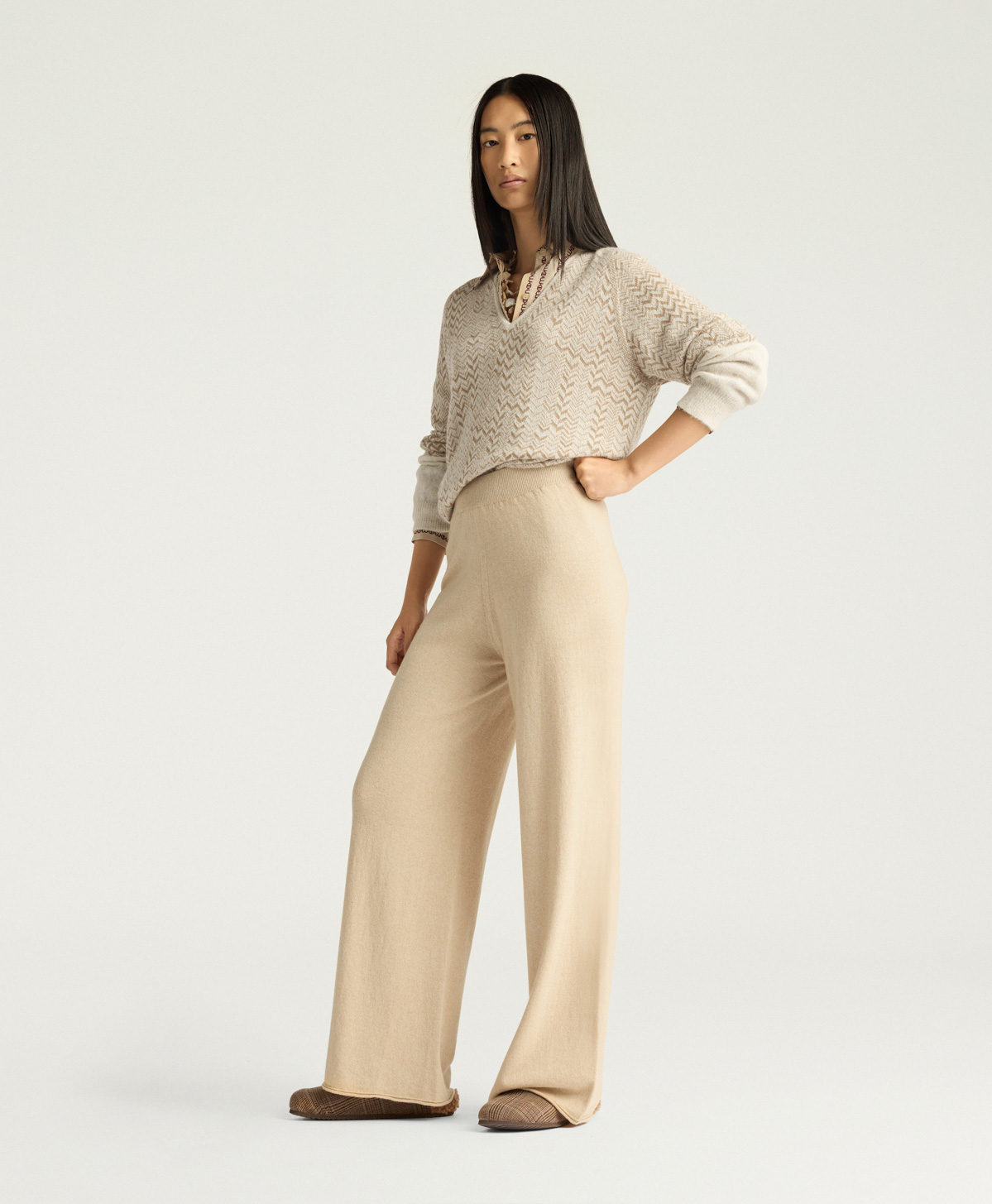 CARAMEL SWEATER IN WOOL/CASHMERE - SAND - Momonì