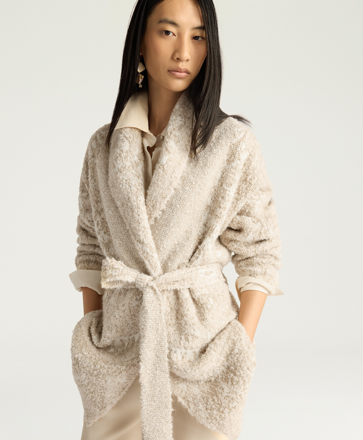 READING CARDIGAN IN JACQUARD - BEIGE - Momonì