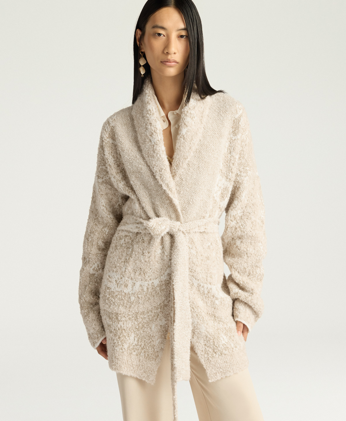 READING CARDIGAN IN JACQUARD - BEIGE - Momonì