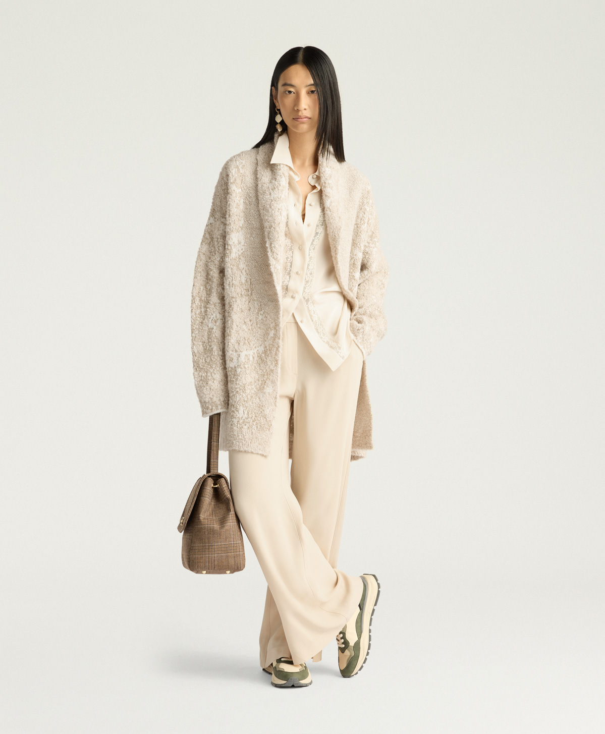 READING CARDIGAN IN JACQUARD - BEIGE - Momonì