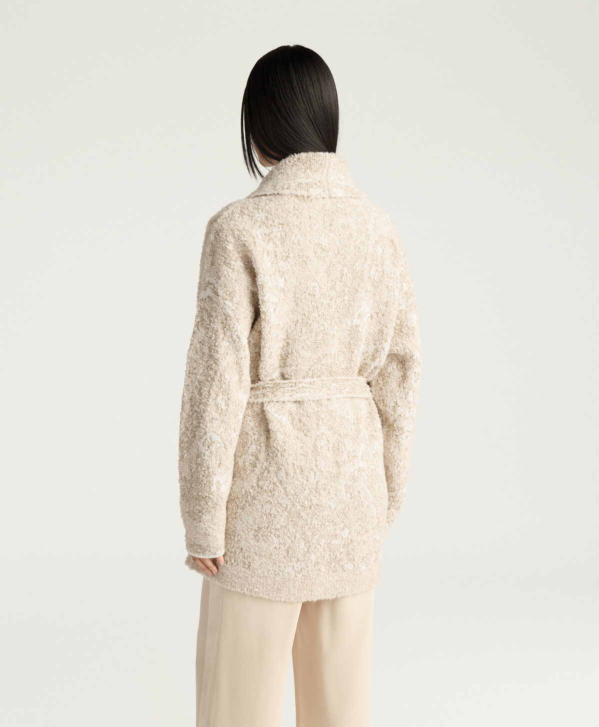 READING CARDIGAN IN JACQUARD - BEIGE - Momonì